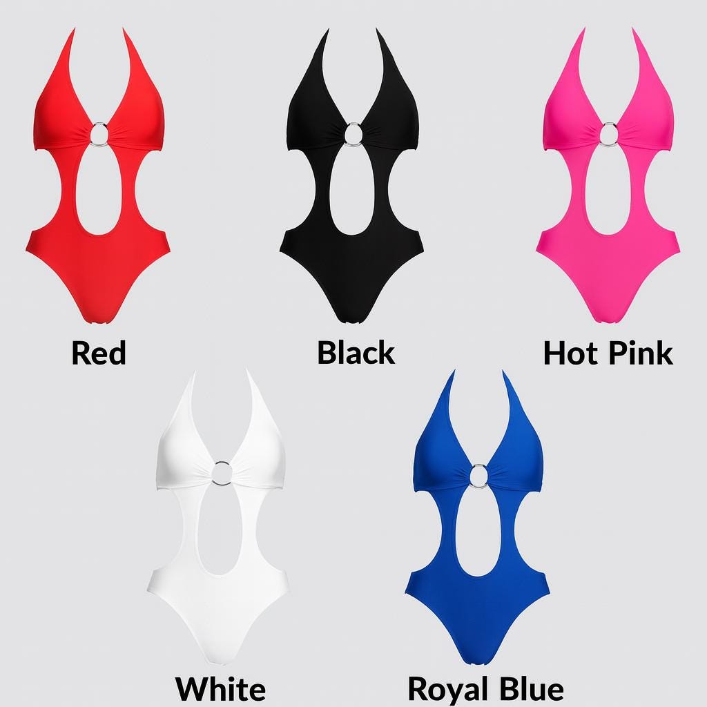 The HARMONY Monokini-Black Cut-Out One Piece Swimsuit with Ring Detail