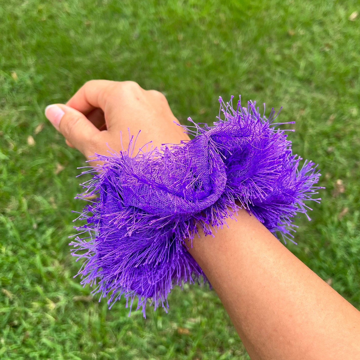 Purple Fuzzy Scrunchie: Handmade Fluffy Hair Tie