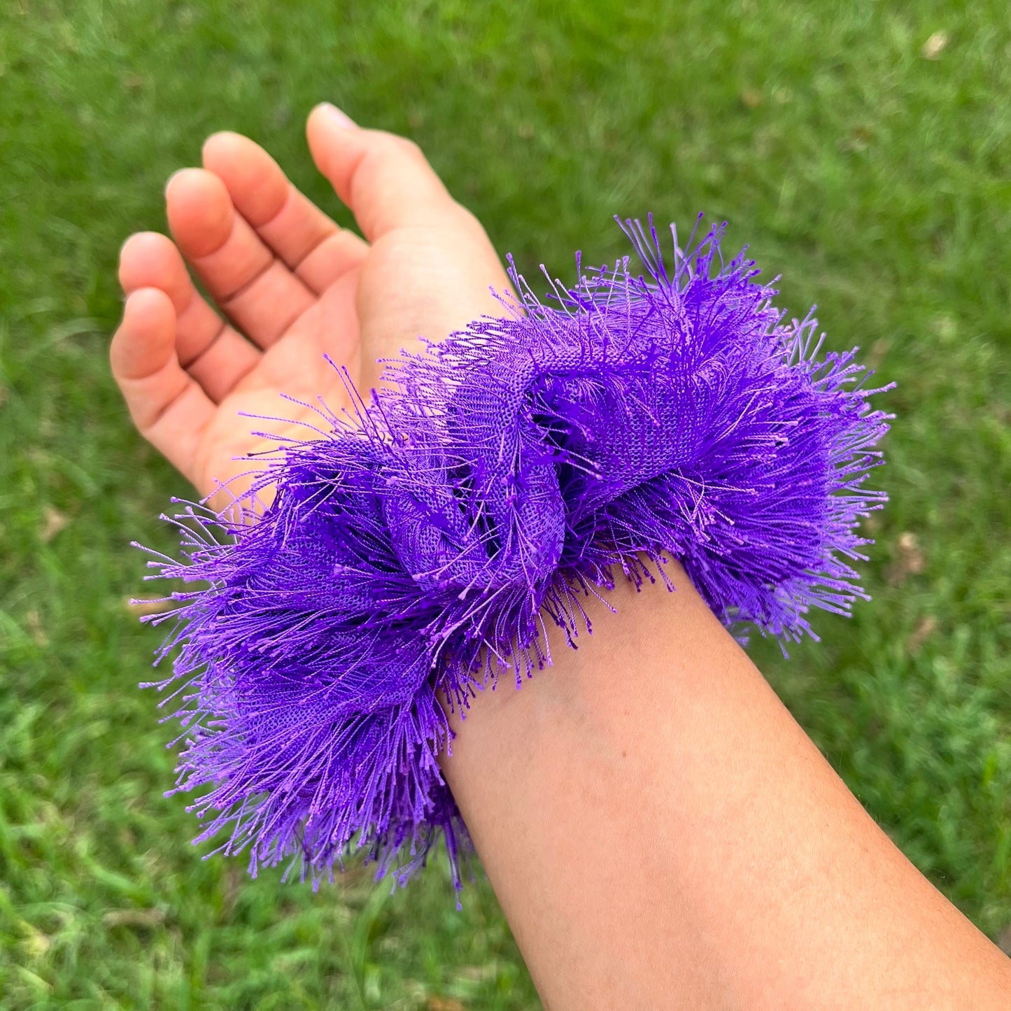 Purple Fuzzy Scrunchie: Handmade Fluffy Hair Tie