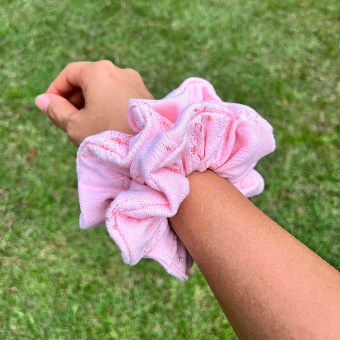 Pink Flower Scrunchie