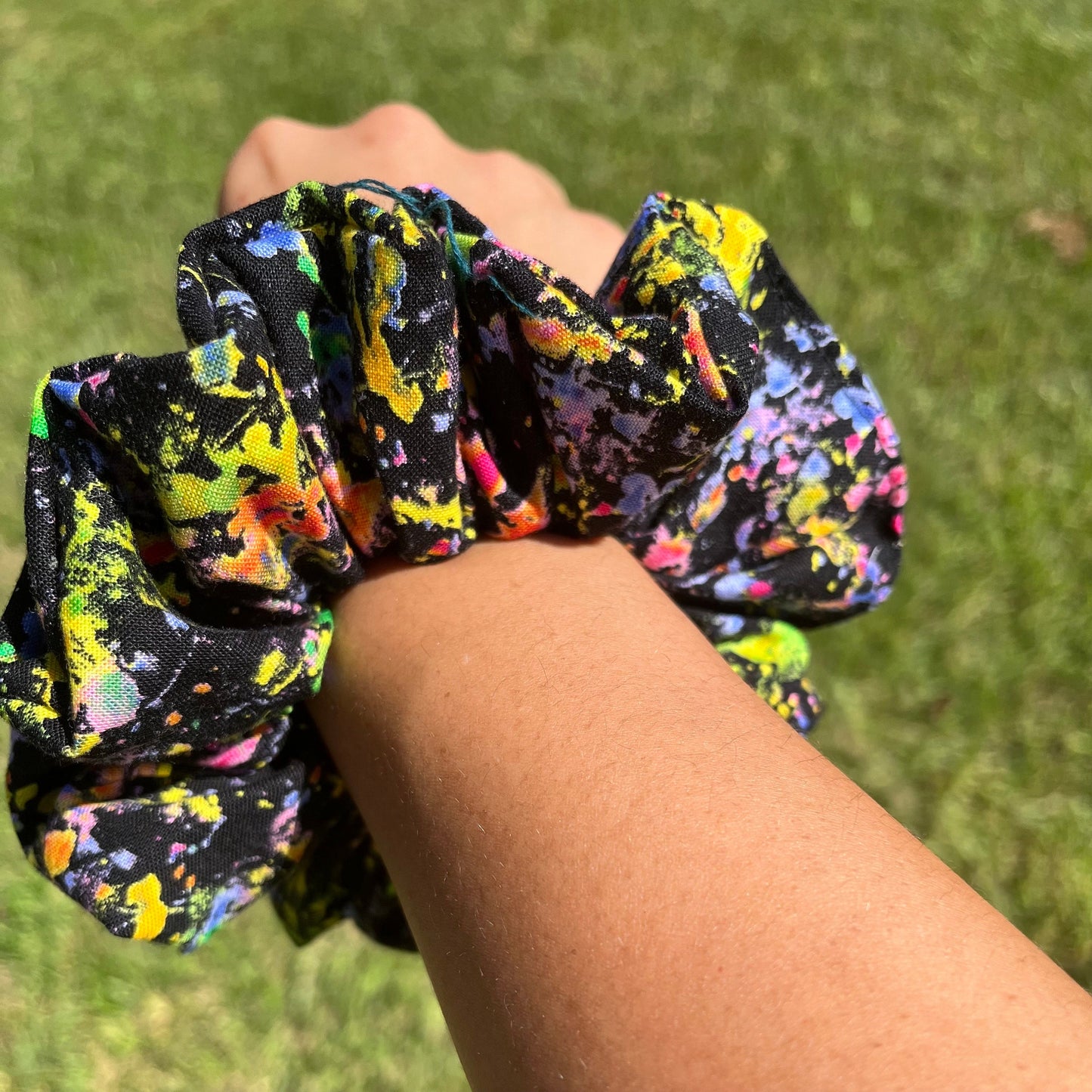 Art Splatter Scrunchie: Handmade Cotton Hair Tie