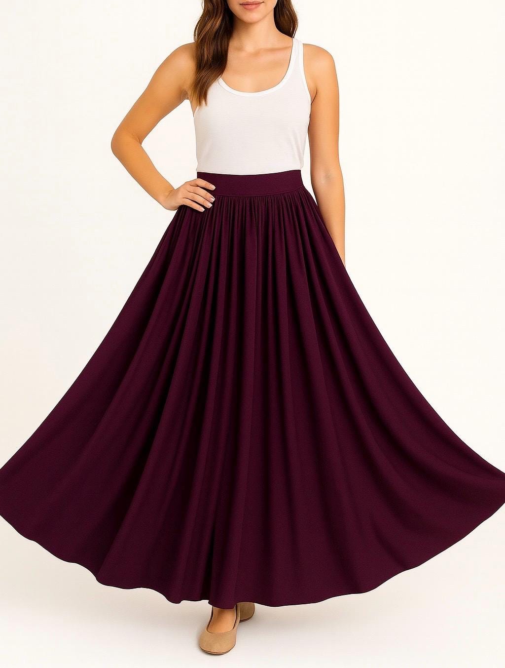 Goddess Maxi Skirt: High Waist Jersey Knit Skirt