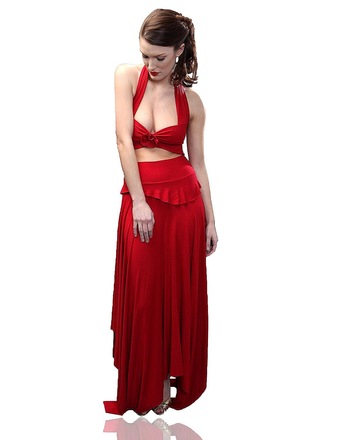 Red Halter Salsa Dress: Cut Out Asymmetrical Hem Dance Dress