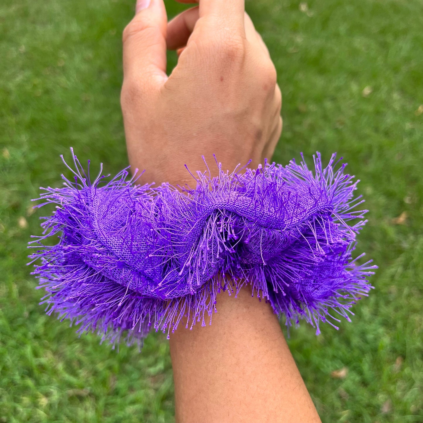 Purple Fuzzy Scrunchie: Handmade Fluffy Hair Tie