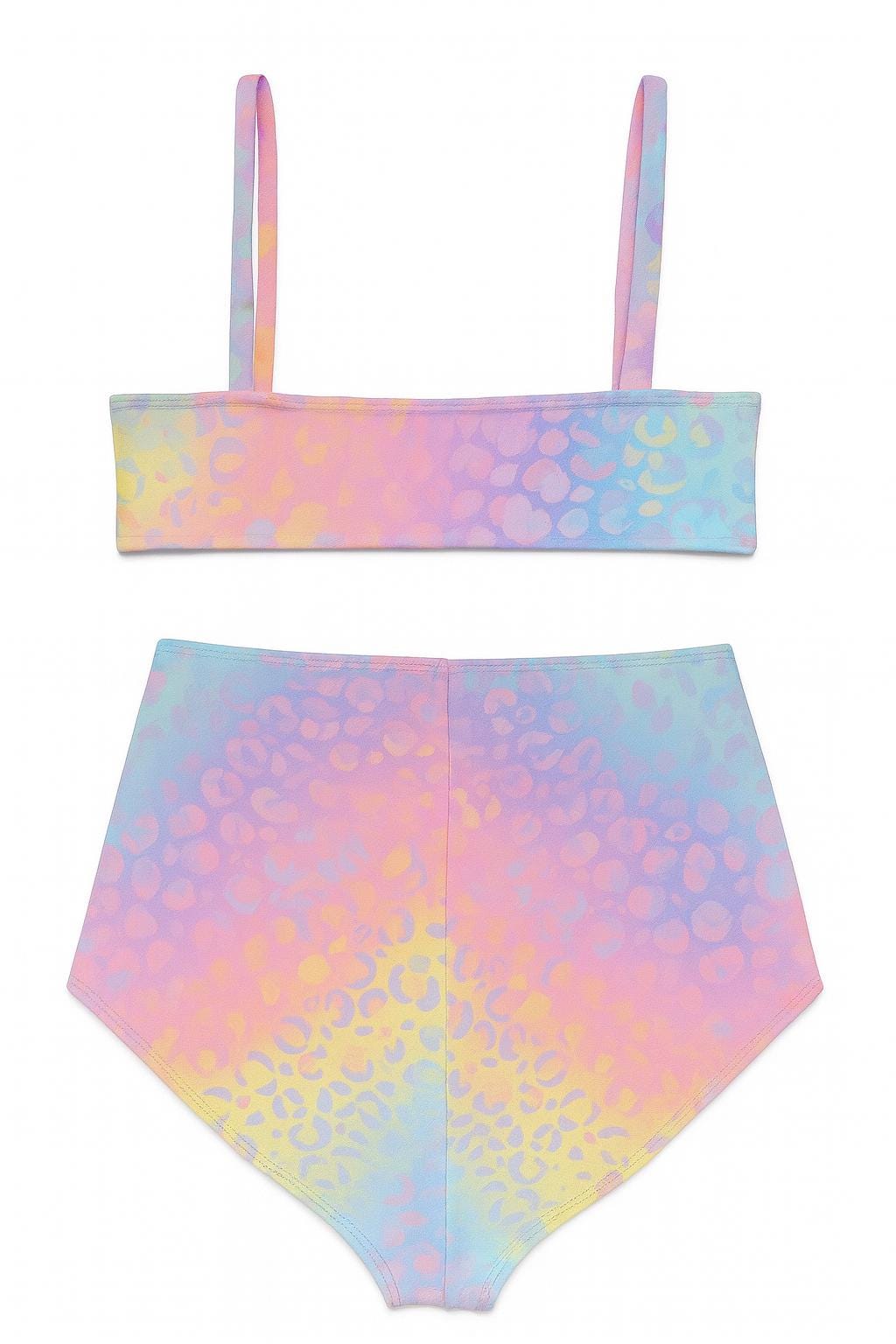 Pastel Ombre Leopard Print Bikini: High Waisted Two-Piece Swimsuit