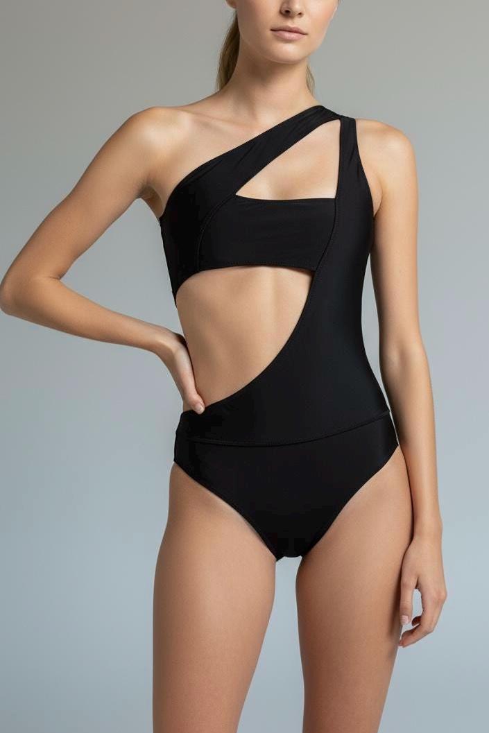 Asymmetrical One-Shoulder Cutout Swimsuit