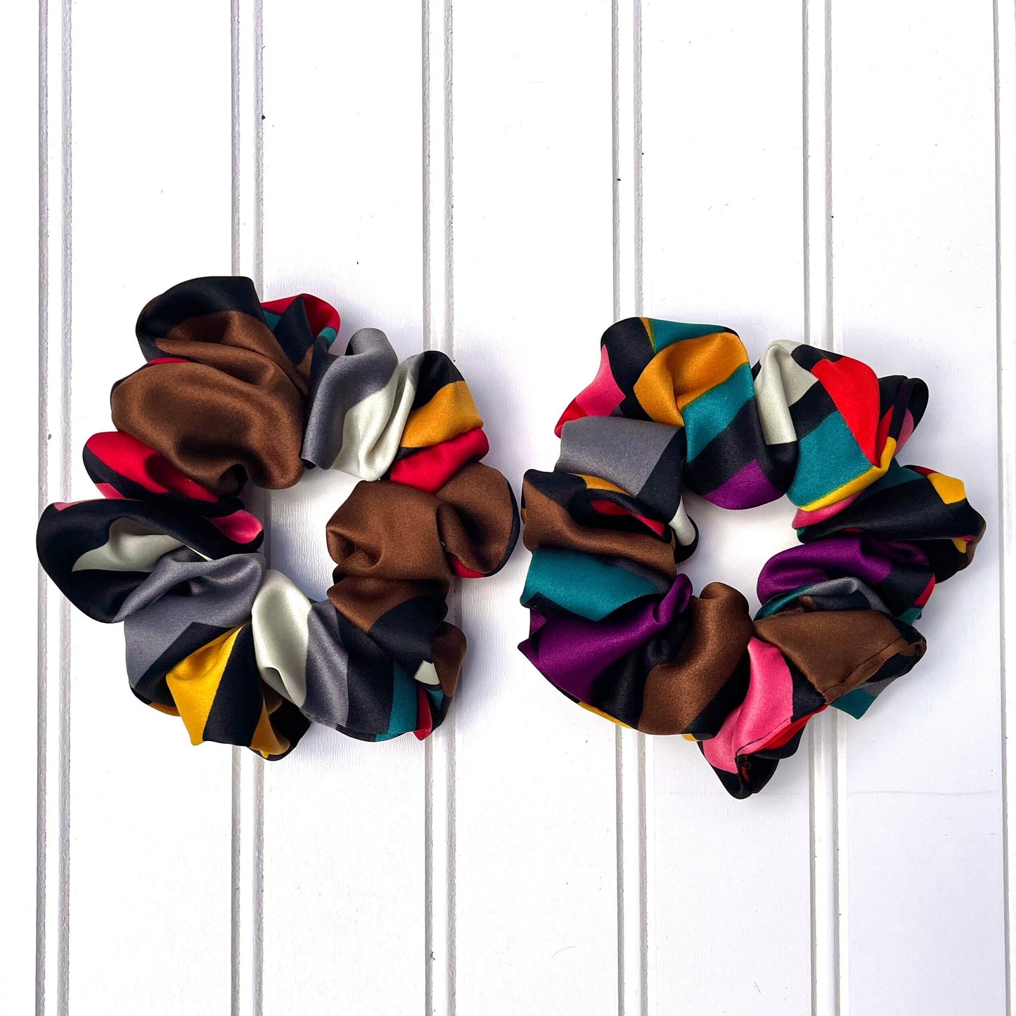 90s Inspired Colorful Scrunchie: Handmade Polyester Hair Fashion