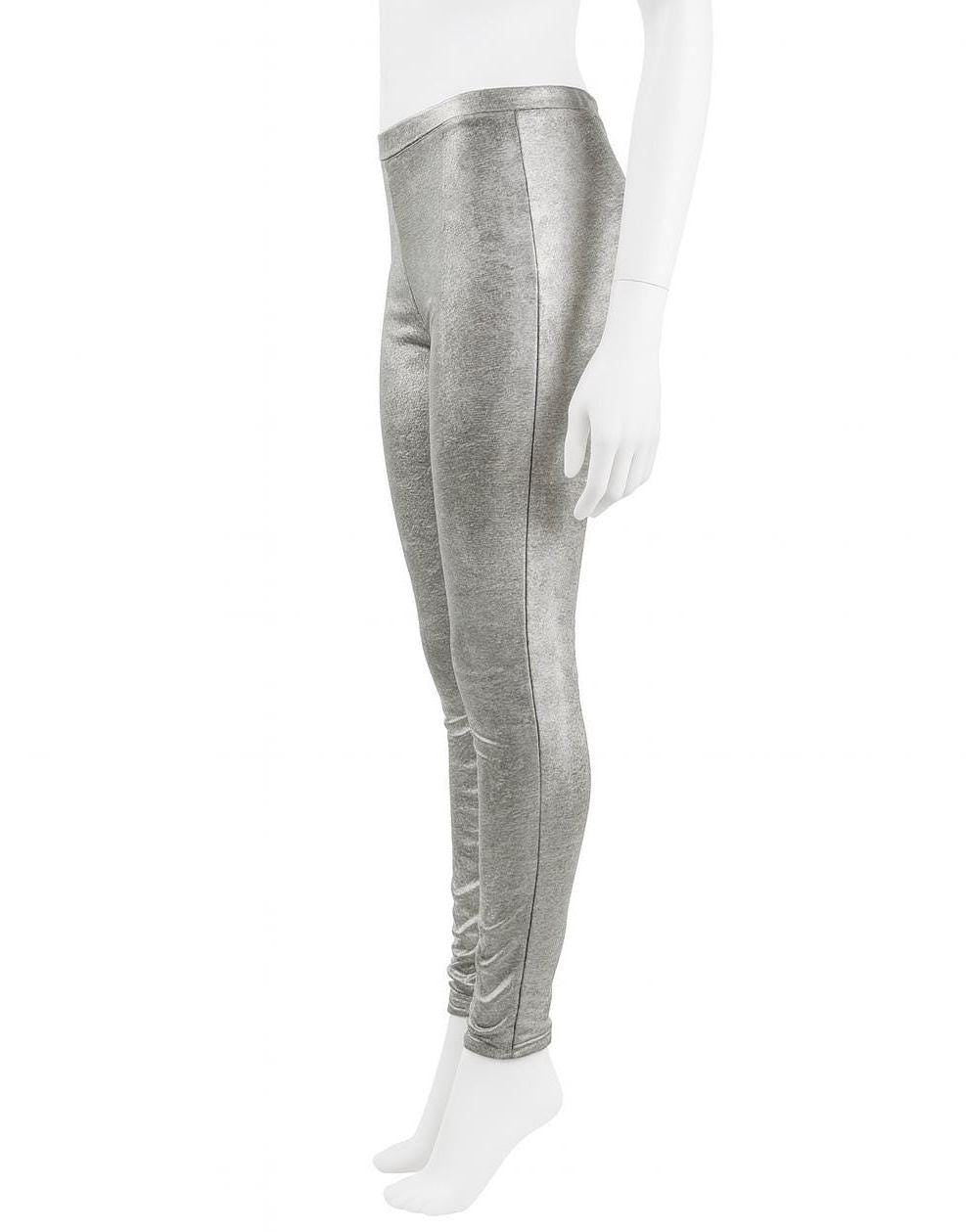 Metallic Silver Disco Leggings: Party Nightclub Style