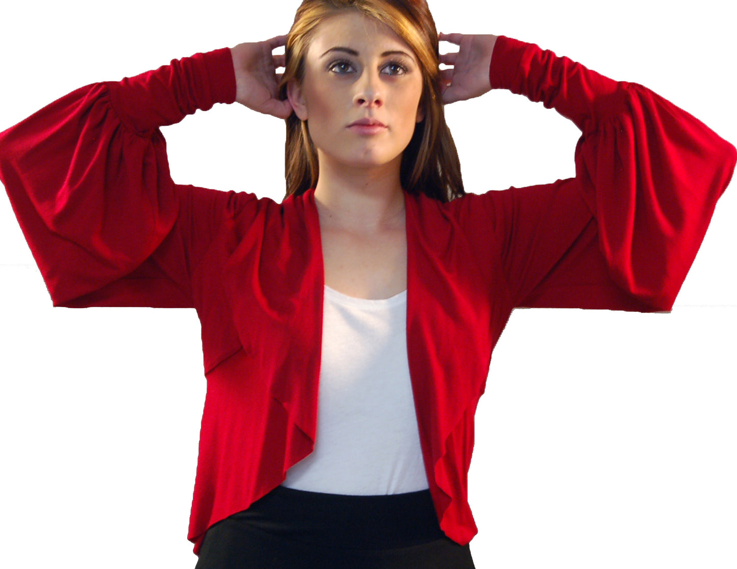 Ruffled Cropped Bolero Shrug: Exaggerated Sleeves, Handmade in USA