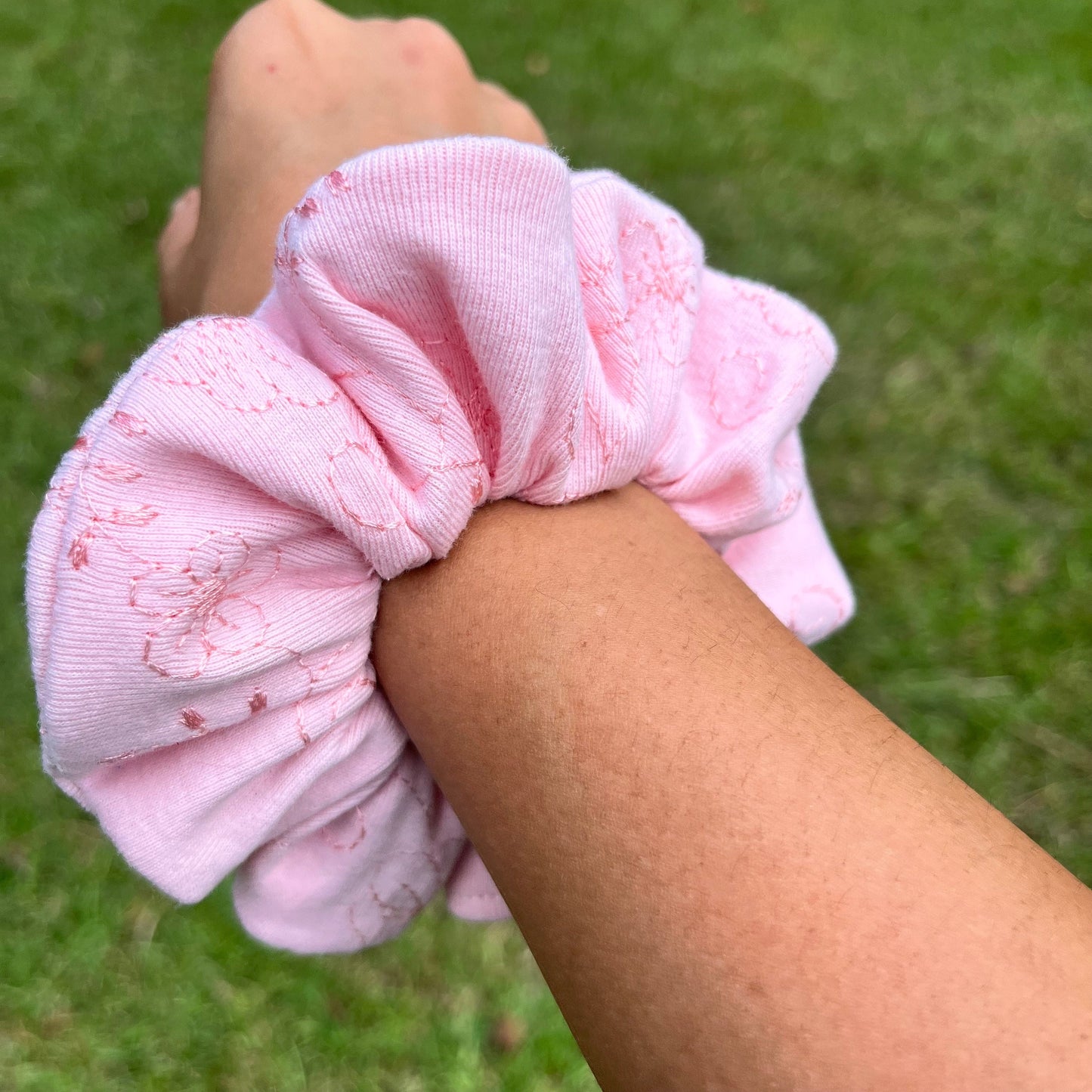 Pink Flower Scrunchie