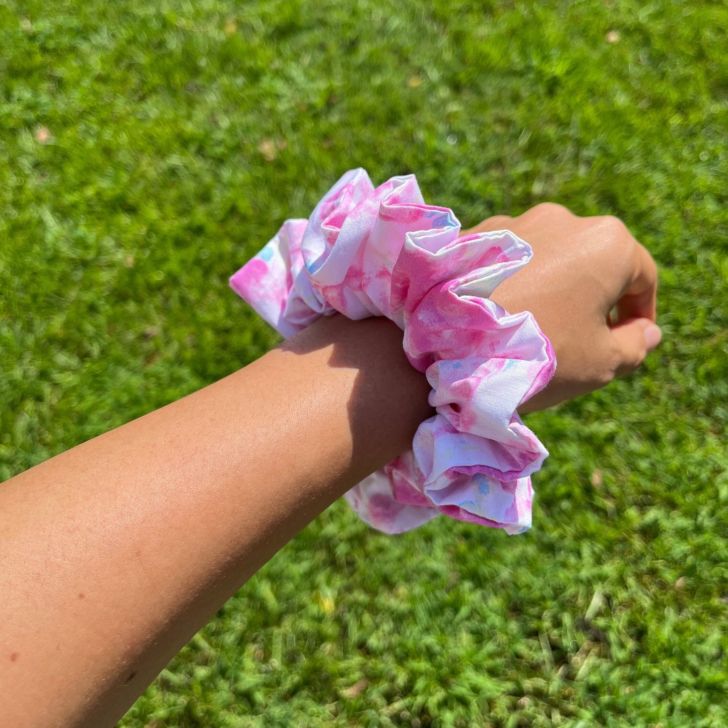 Cotton Scrunchie Set: Pink, Blue, & Tropical Prints