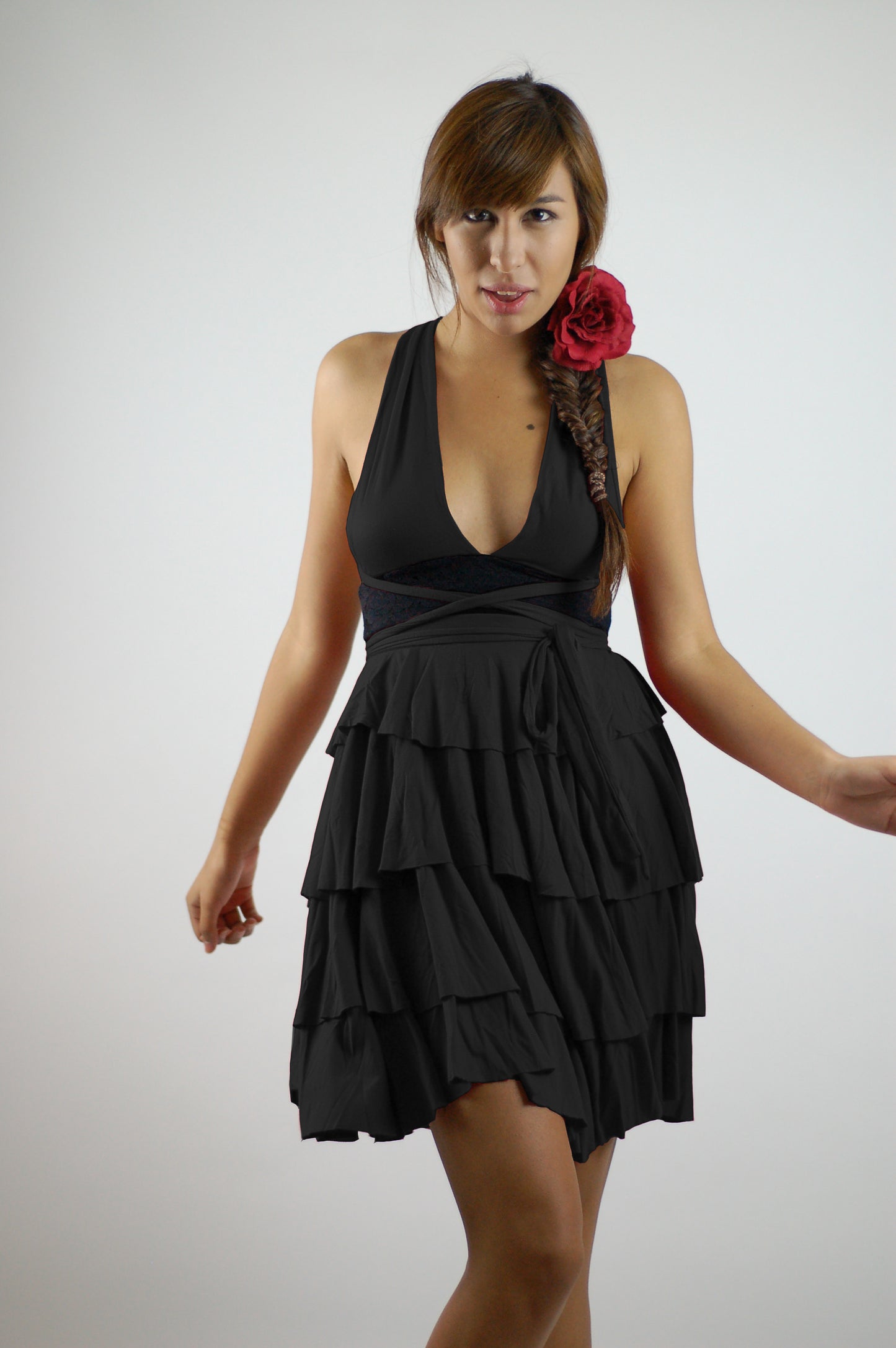 4 Layer Tiered Flounce Multi. Way Dress