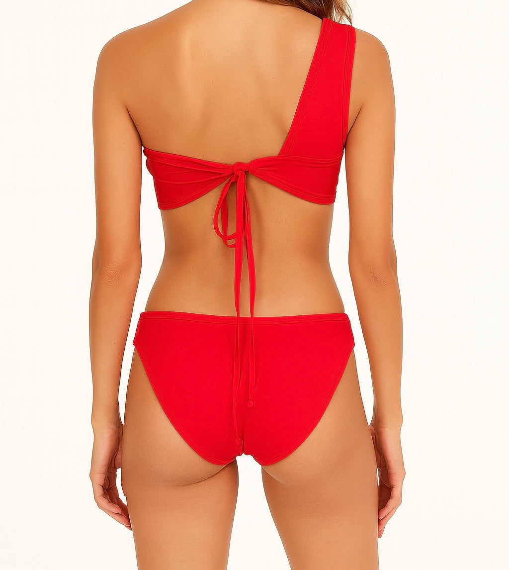 Asymmetrical Solid Color One-Piece Swimsuit