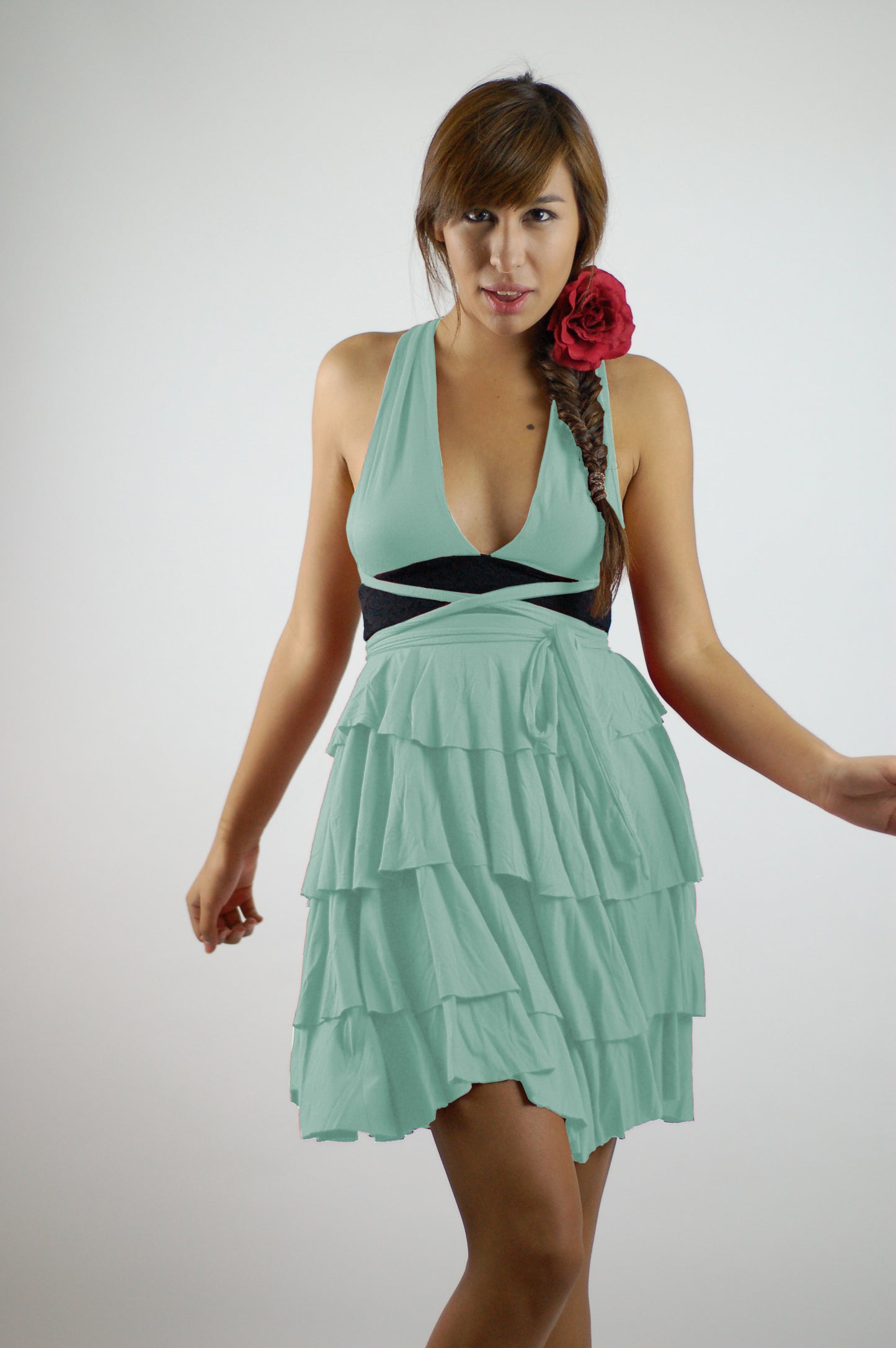 4 Layer Tiered Flounce Multi. Way Dress
