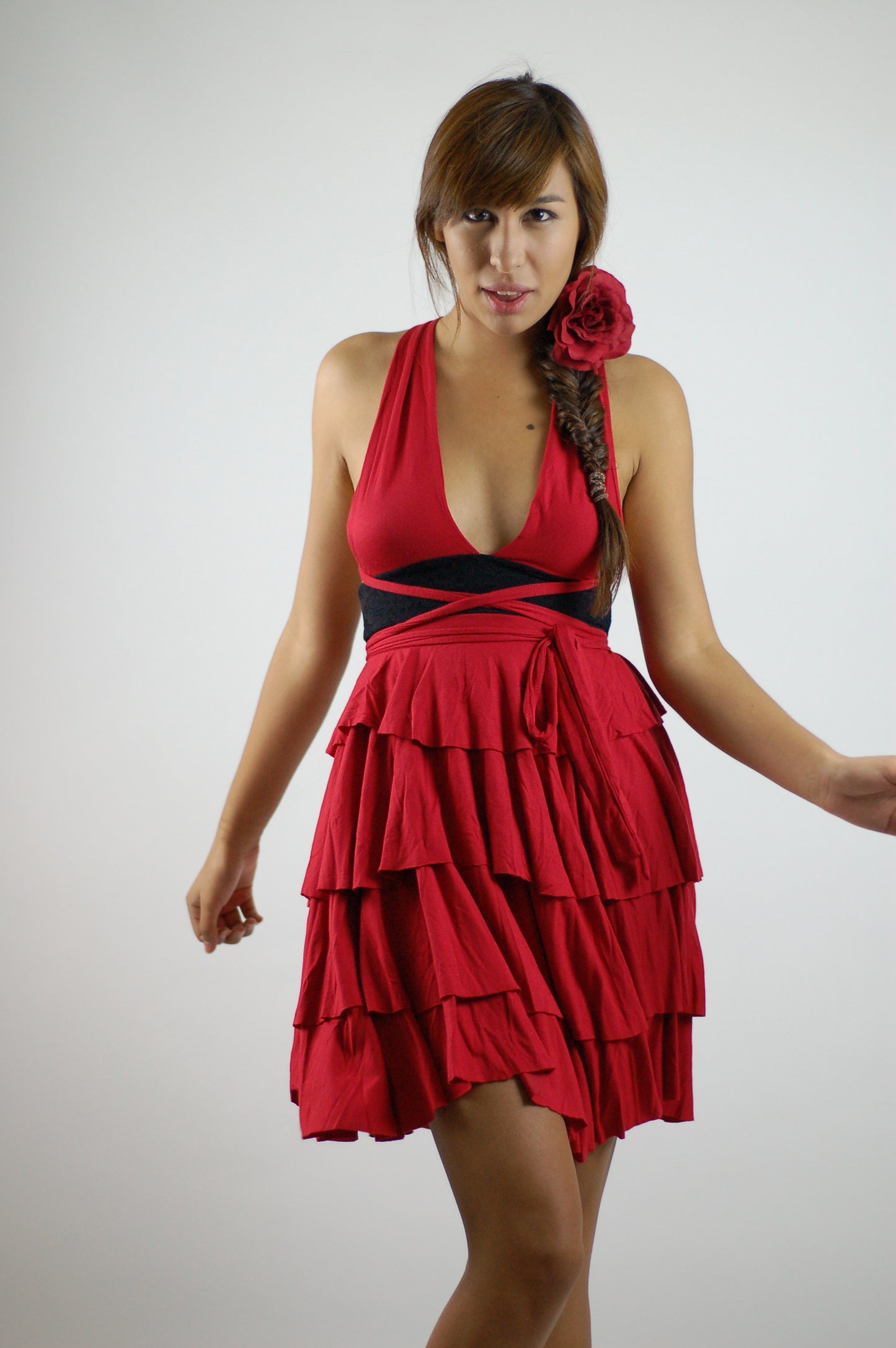 4 Layer Tiered Flounce Multi. Way Dress