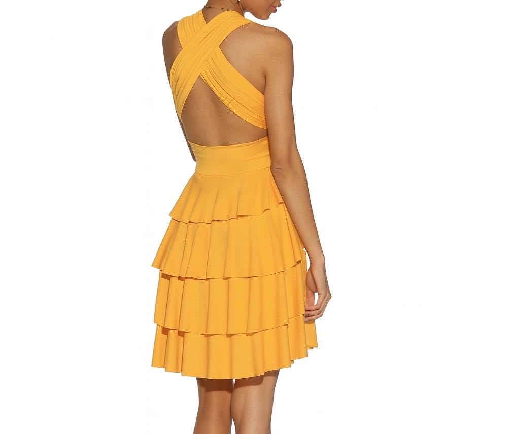 Tiered Ruffle Mini Dress: Infinity Tie Straps, Handmade in USA