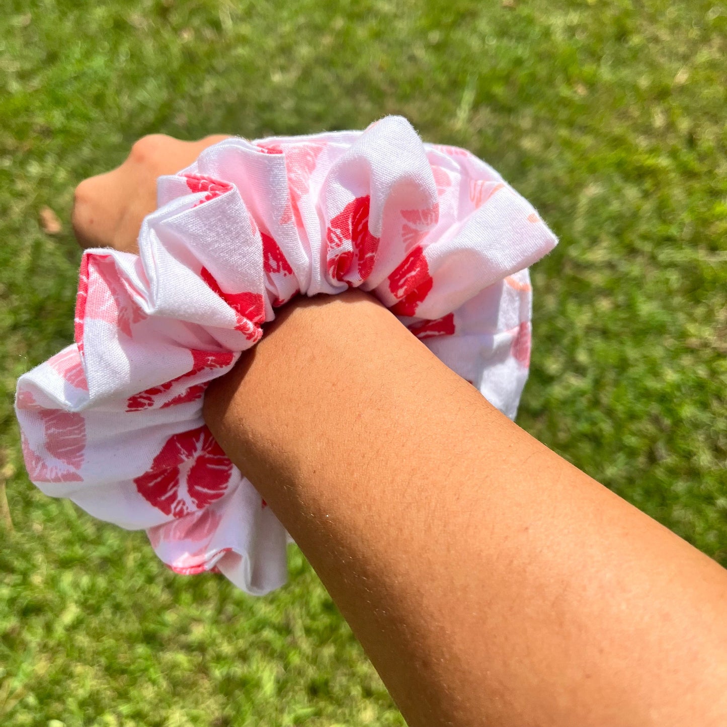 Red Velvet Plaid Scrunchies: Handmade Cotton Blend Hair Accessories