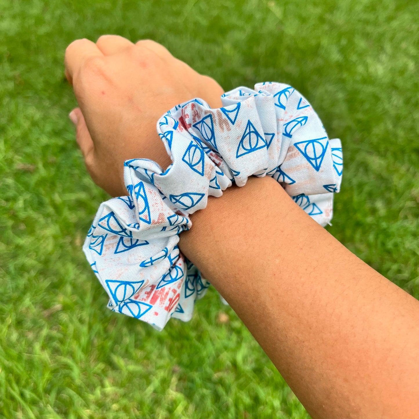 Wizard Scrunchie Set: Deathly Triangle Print, Theme Park Hair Tie