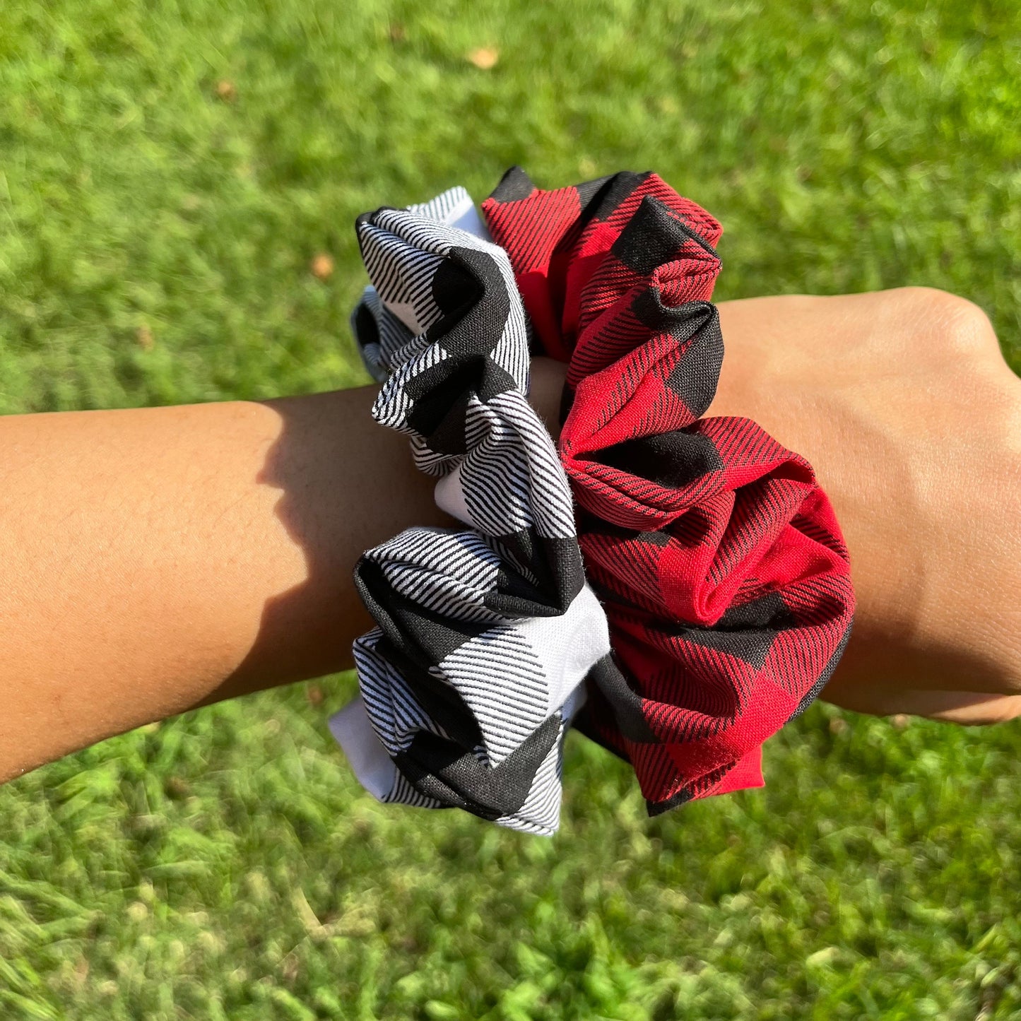 Buffalo Plaid Cotton Scrunchie: Fall Hair Fashion