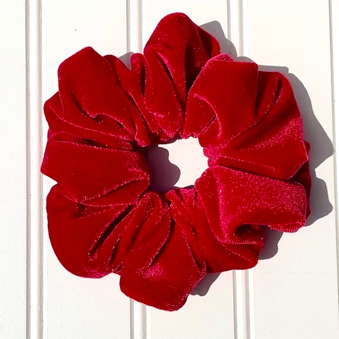 Red Velvet Plaid Scrunchies: Handmade Cotton Blend Hair Accessories