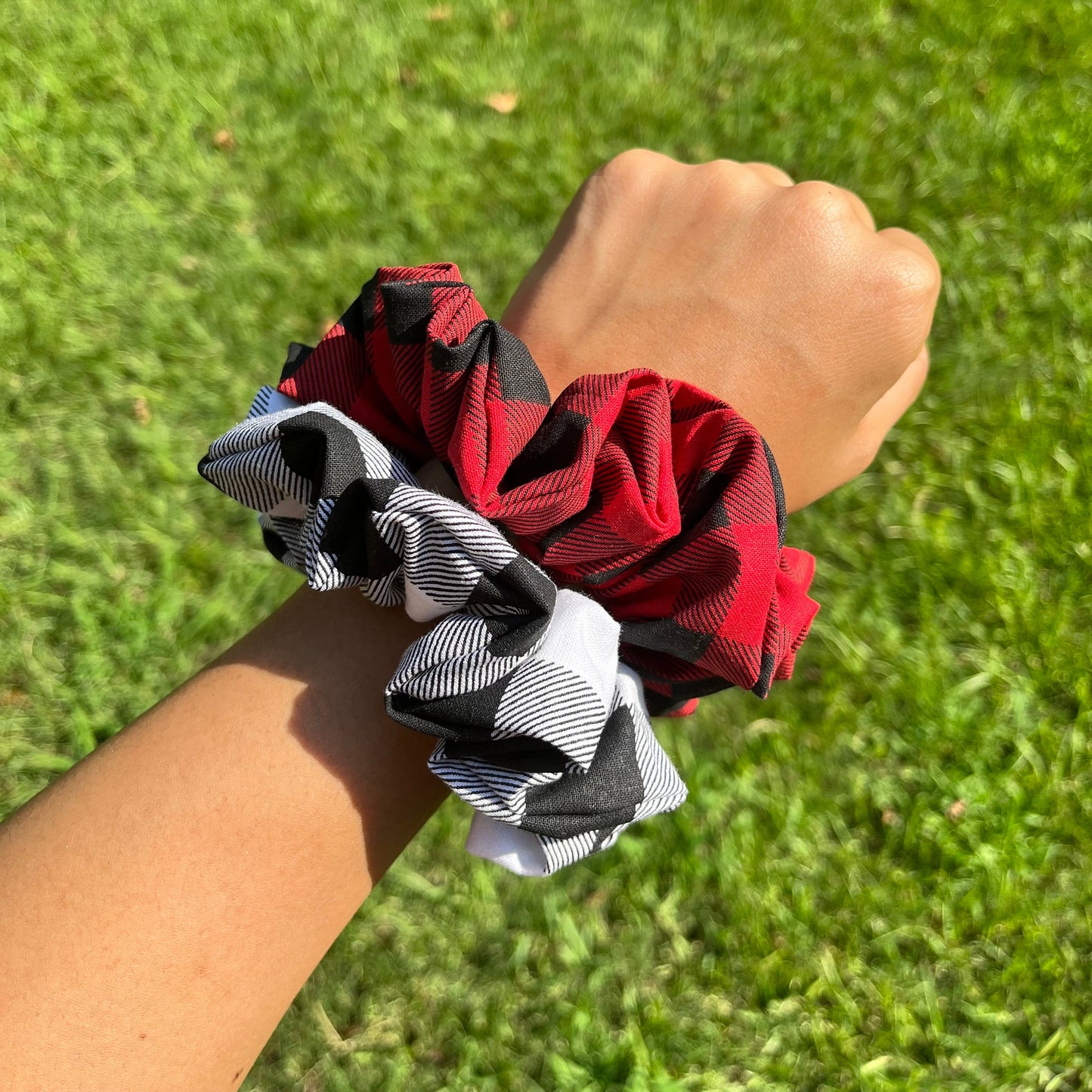 Buffalo Plaid Cotton Scrunchie: Fall Hair Fashion