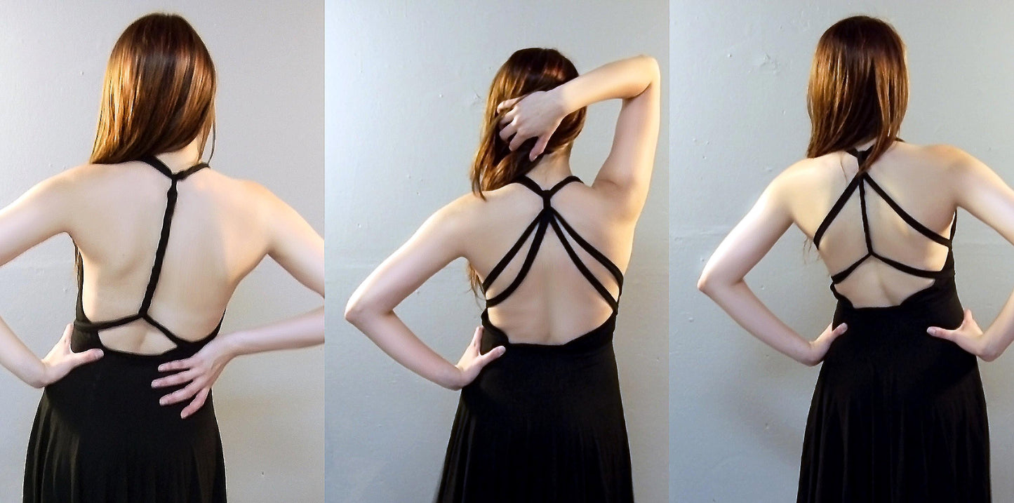 Convertible Little Black Dress: Multi-Way Asymmetrical Hem, Handmade