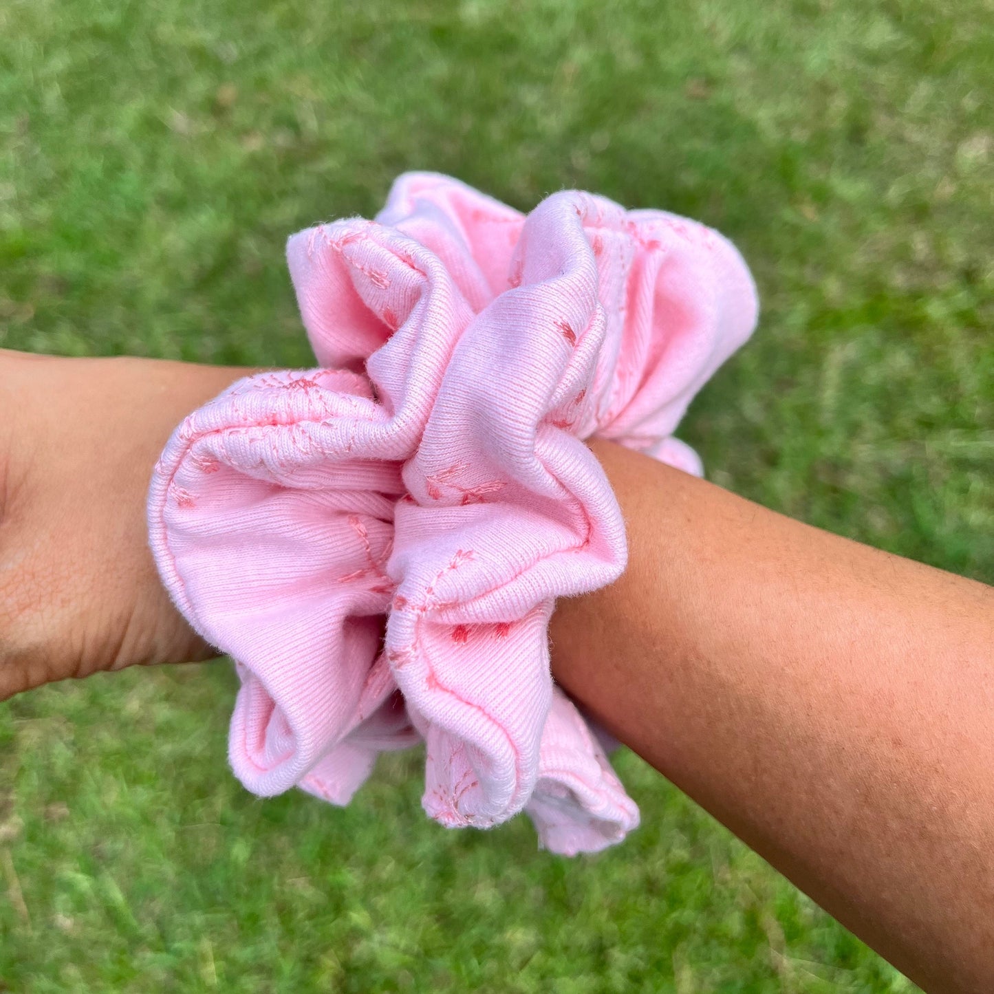 Pink Flower Scrunchie