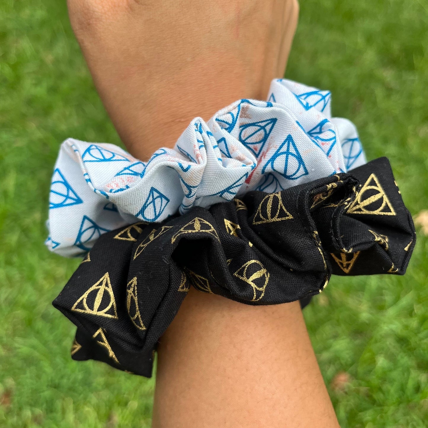 Wizard Scrunchie Set: Deathly Triangle Print, Theme Park Hair Tie