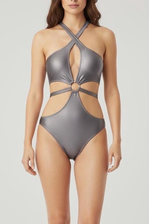 Glamour Center Ring Halter Monokini Swimsuit