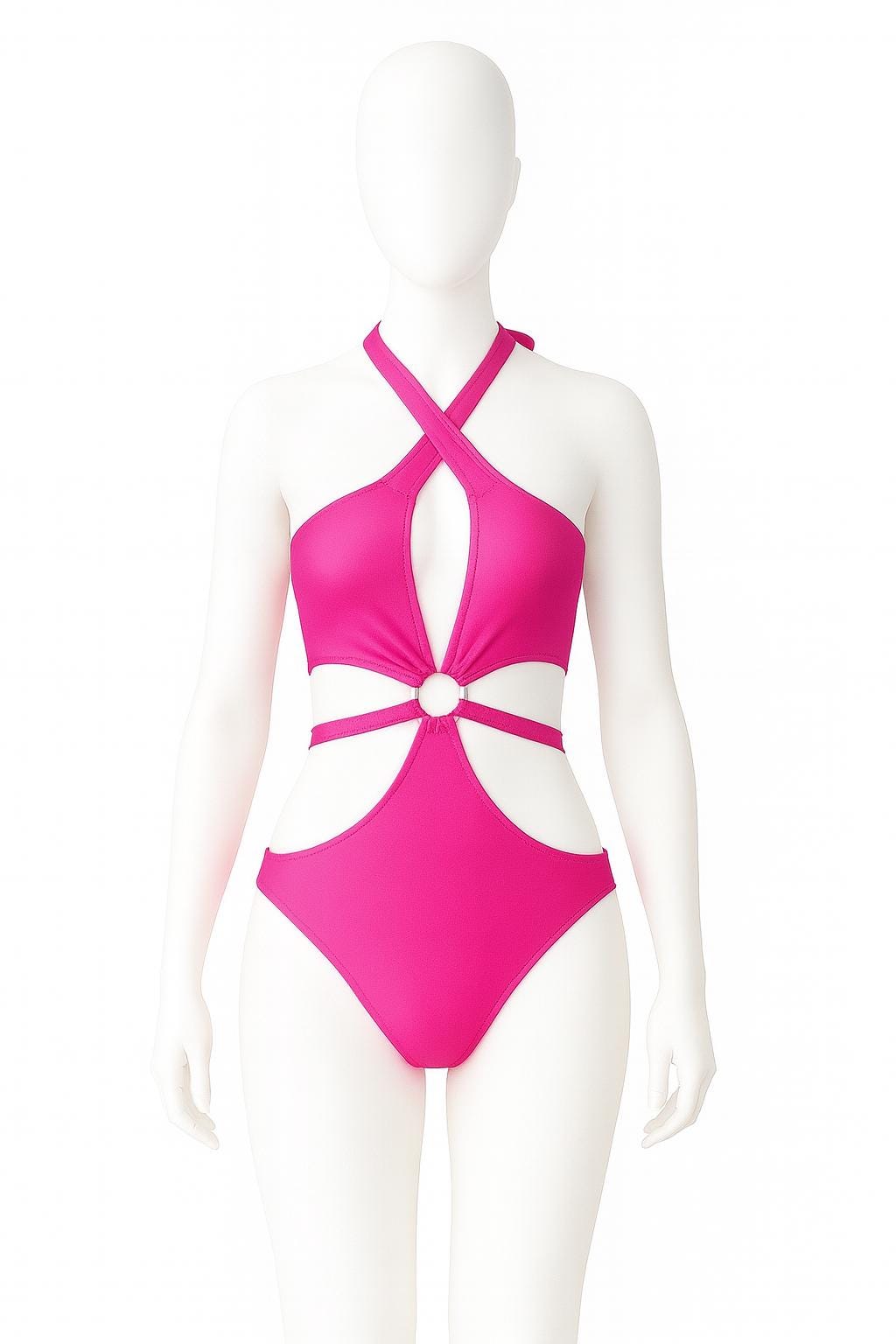 Glamour Center Ring Halter Monokini Swimsuit