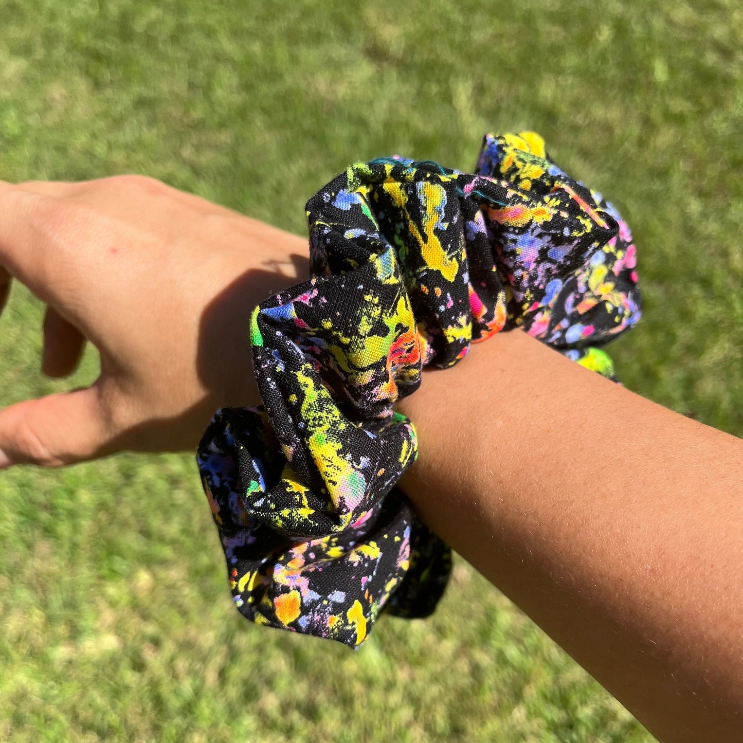Art Splatter Scrunchie: Handmade Cotton Hair Tie
