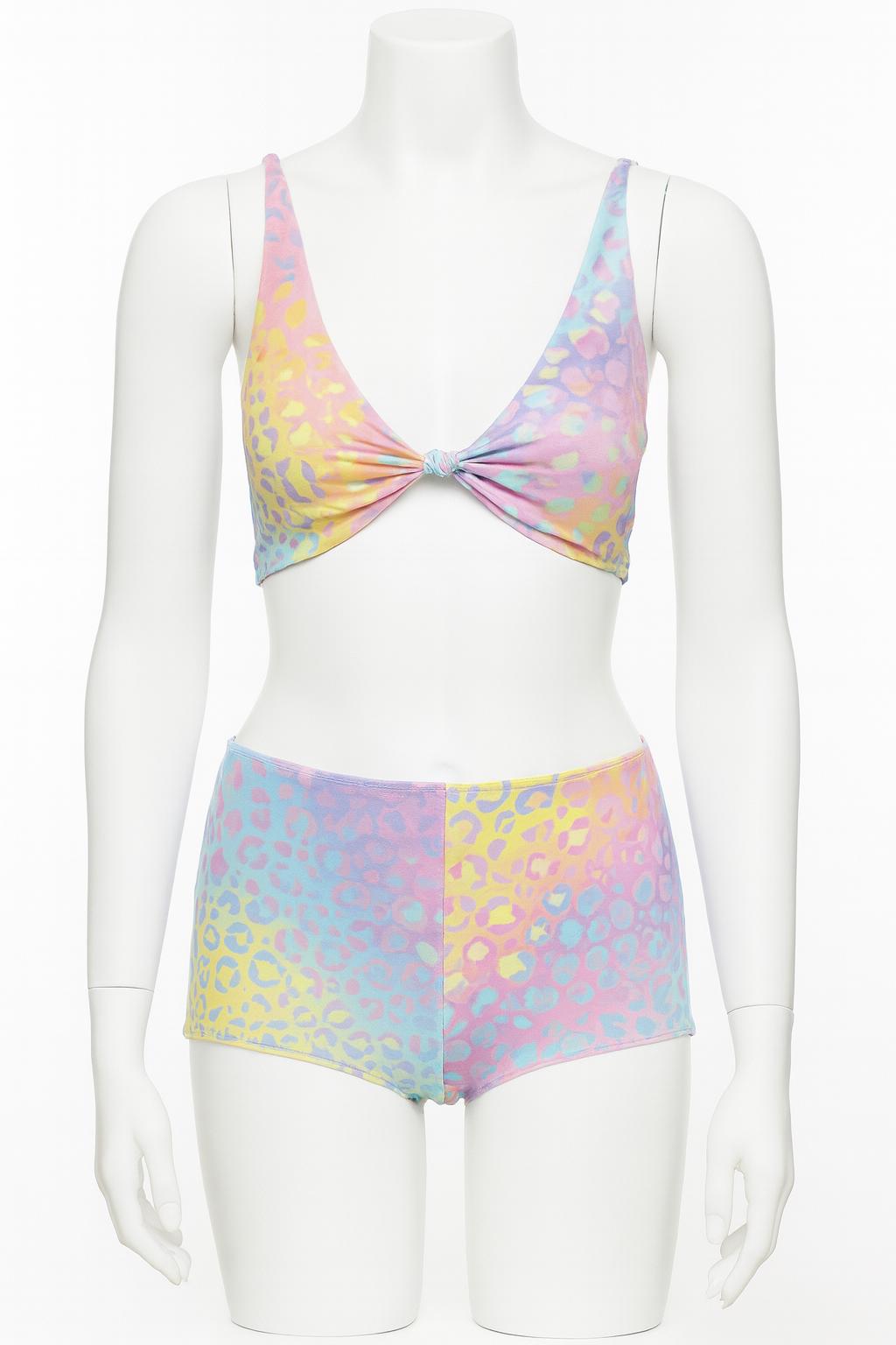 Pastel Ombre Leopard Print Bikini: High Waisted Two-Piece Swimsuit