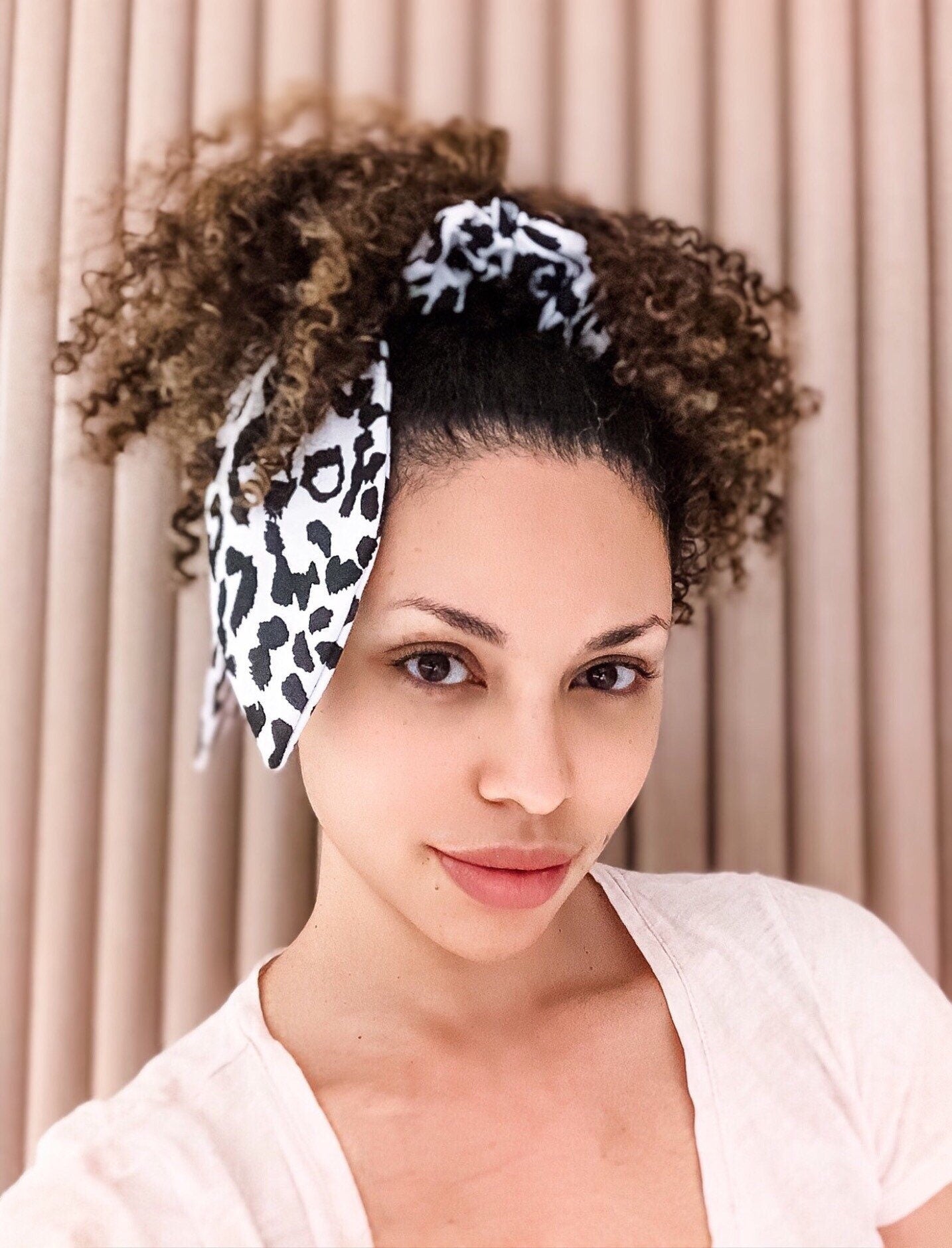 Leopard Print Knot Tie Scrunchie: Handmade Jersey Spandex Hair Tie