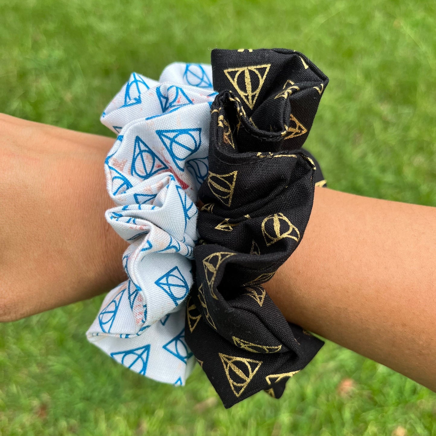 Wizard Scrunchie Set: Deathly Triangle Print, Theme Park Hair Tie