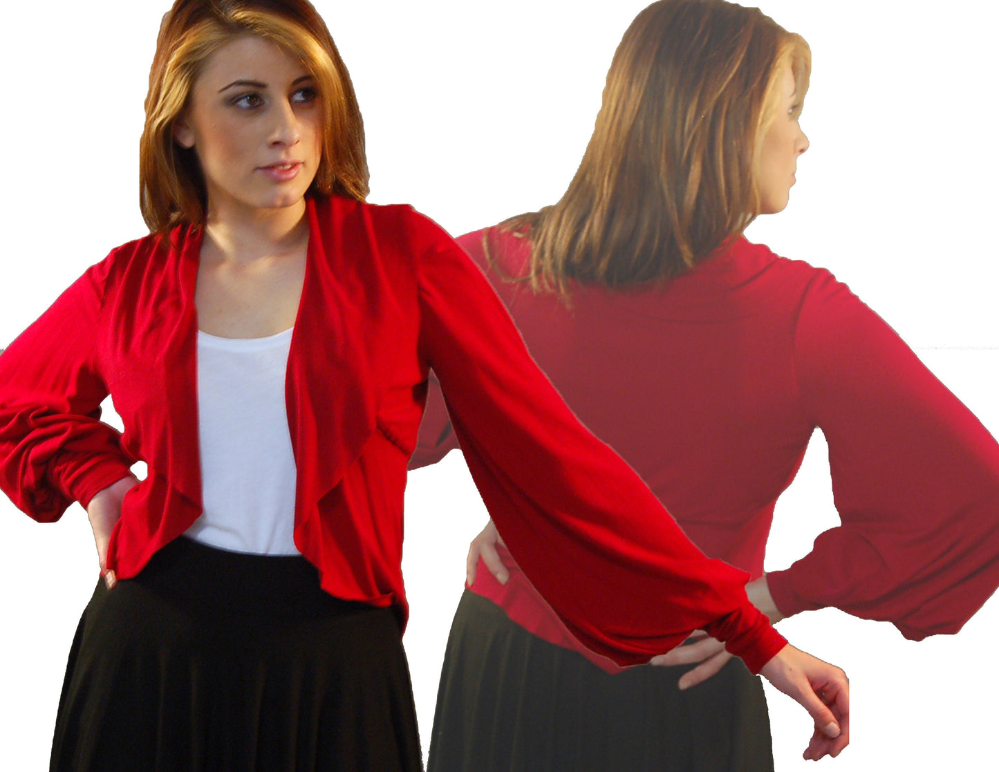 Ruffled Cropped Bolero Shrug: Exaggerated Sleeves, Handmade in USA