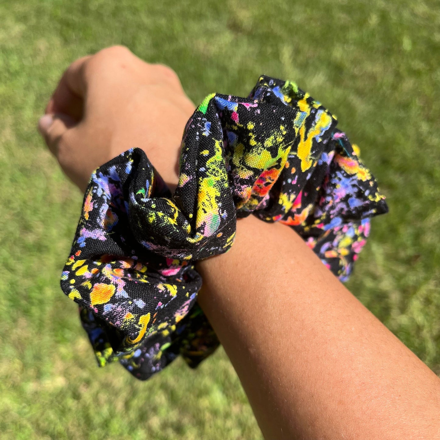 Art Splatter Scrunchie: Handmade Cotton Hair Tie