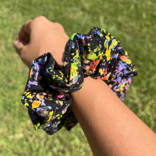 Art Splatter Scrunchie: Handmade Cotton Hair Tie