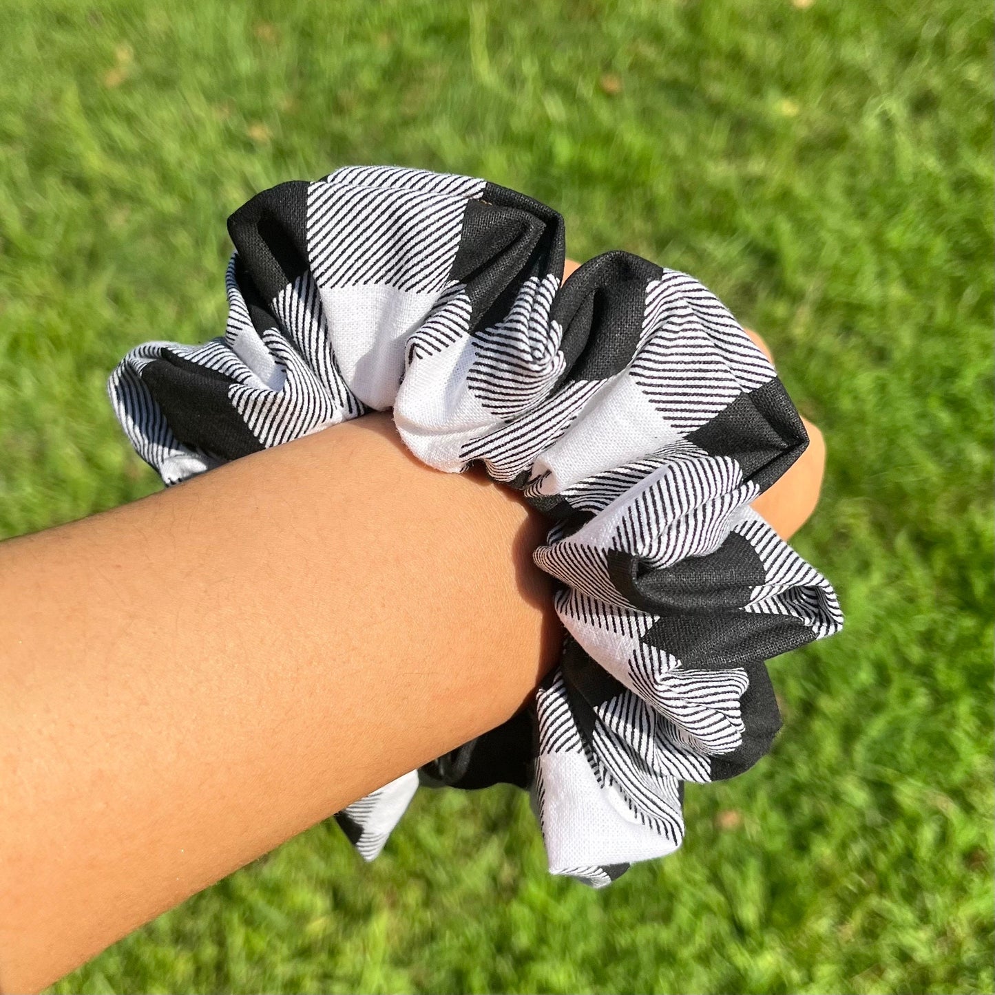 Buffalo Plaid Cotton Scrunchie: Fall Hair Fashion