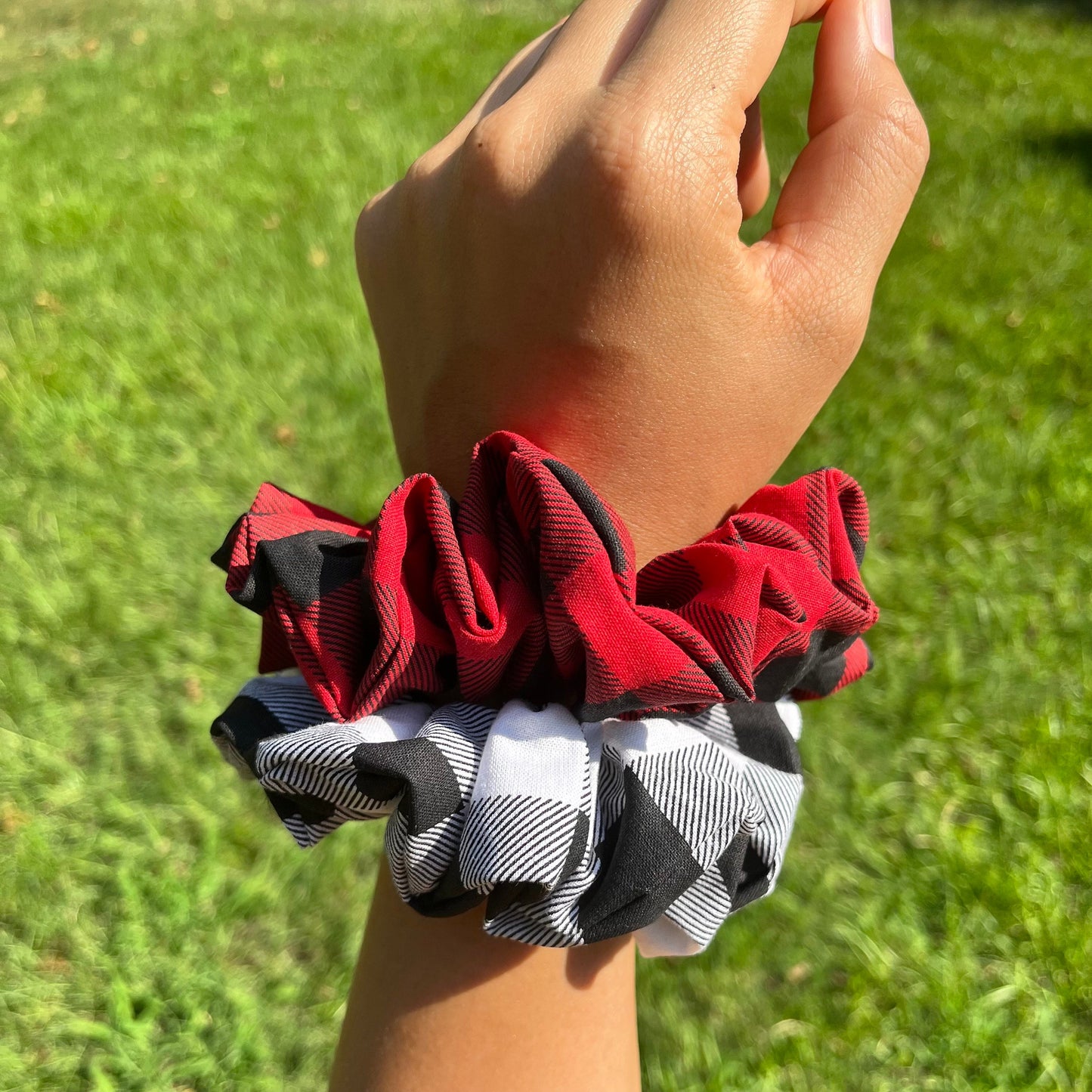 Buffalo Plaid Cotton Scrunchie: Fall Hair Fashion