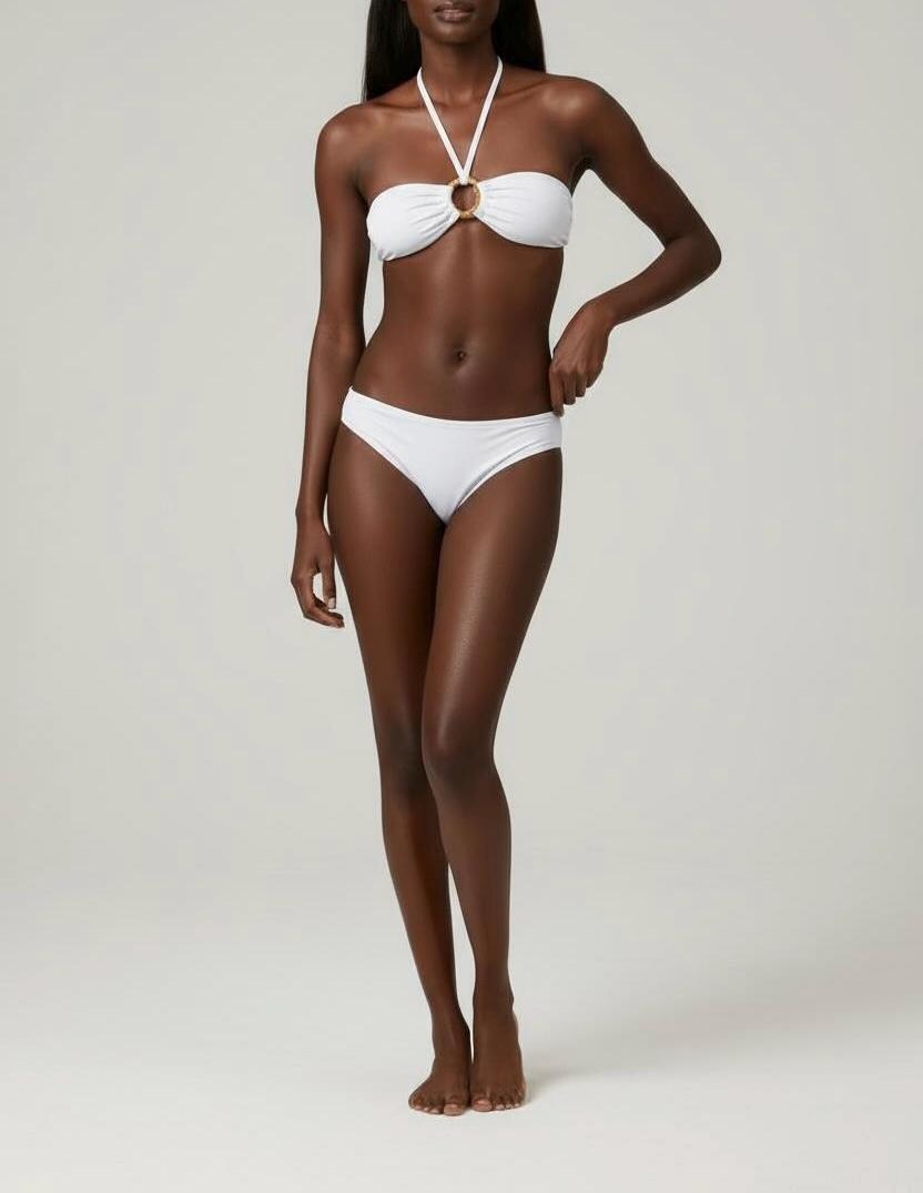 Ring Detail Halter Bikini Set – Elegant Bandeau Two-Piece Swimsuit