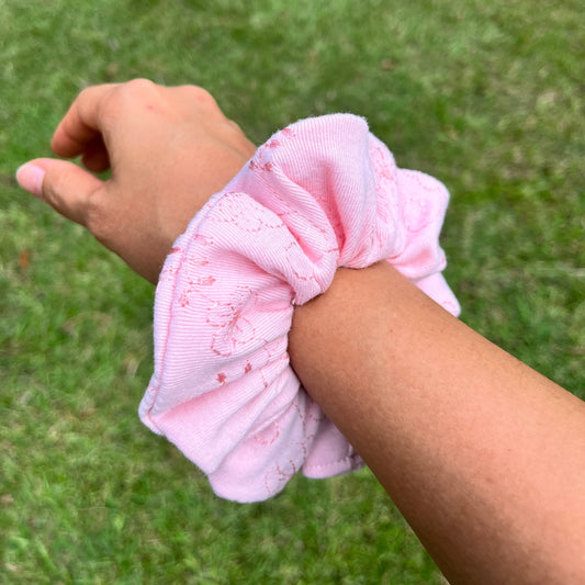 Pink Flower Scrunchie