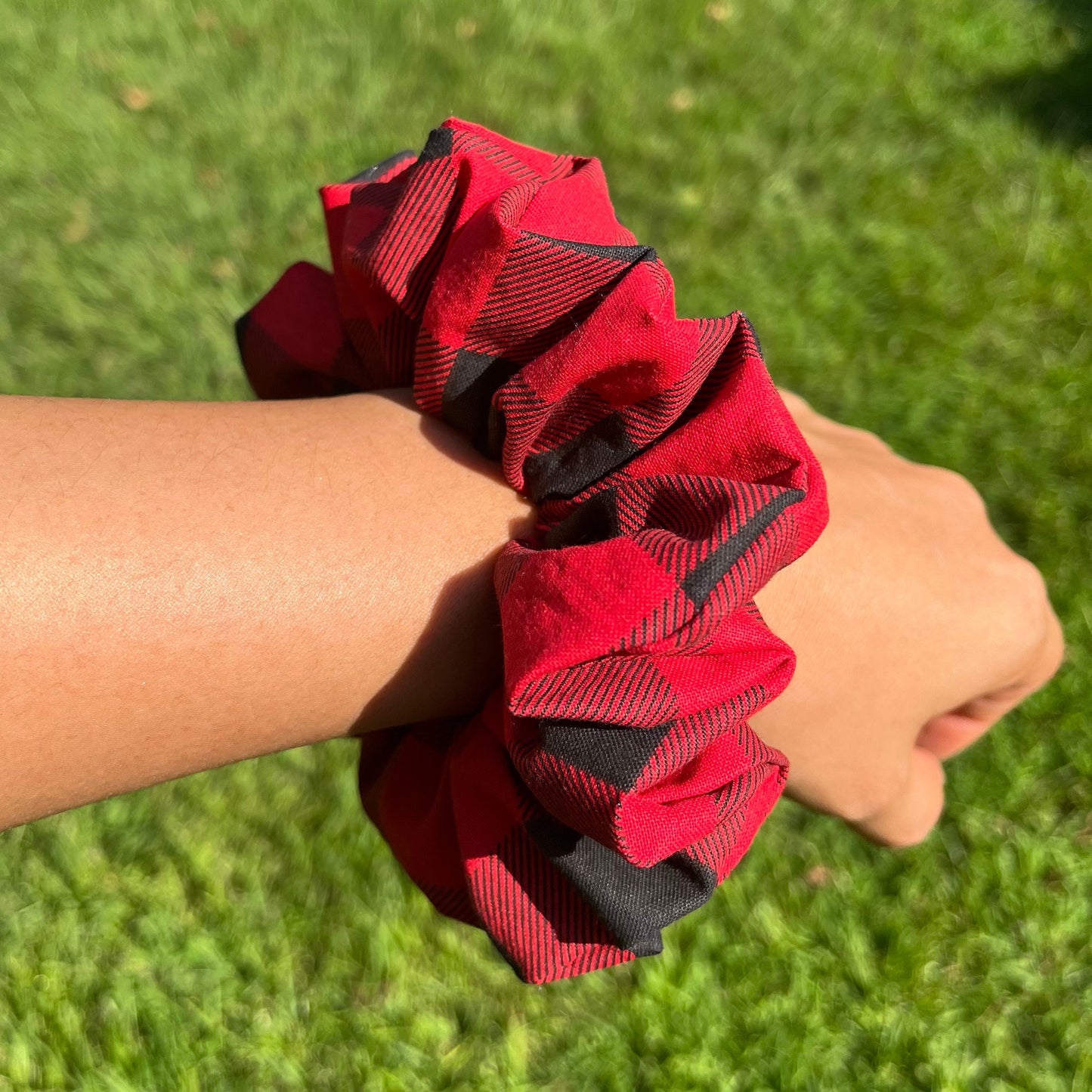 Buffalo Plaid Cotton Scrunchie: Fall Hair Fashion