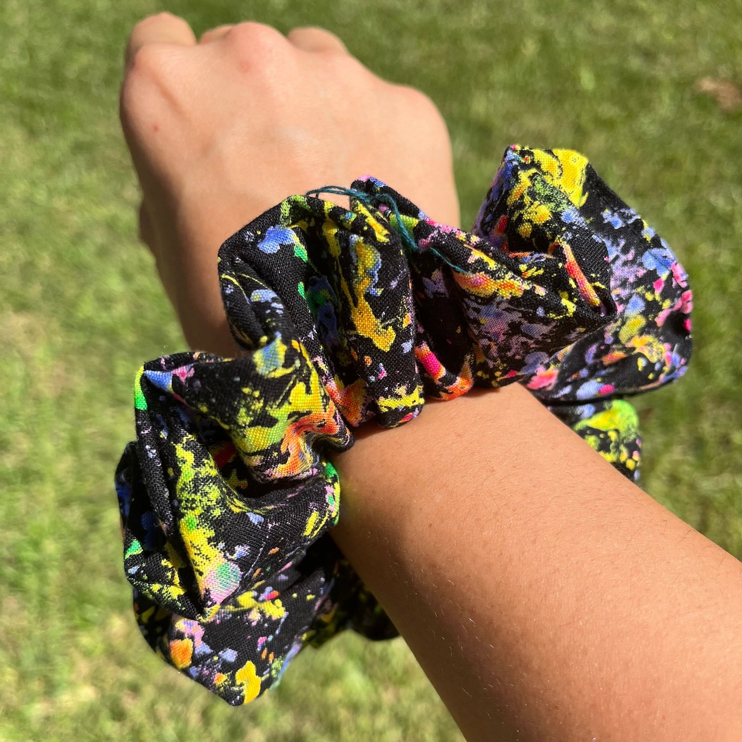 Art Splatter Scrunchie: Handmade Cotton Hair Tie