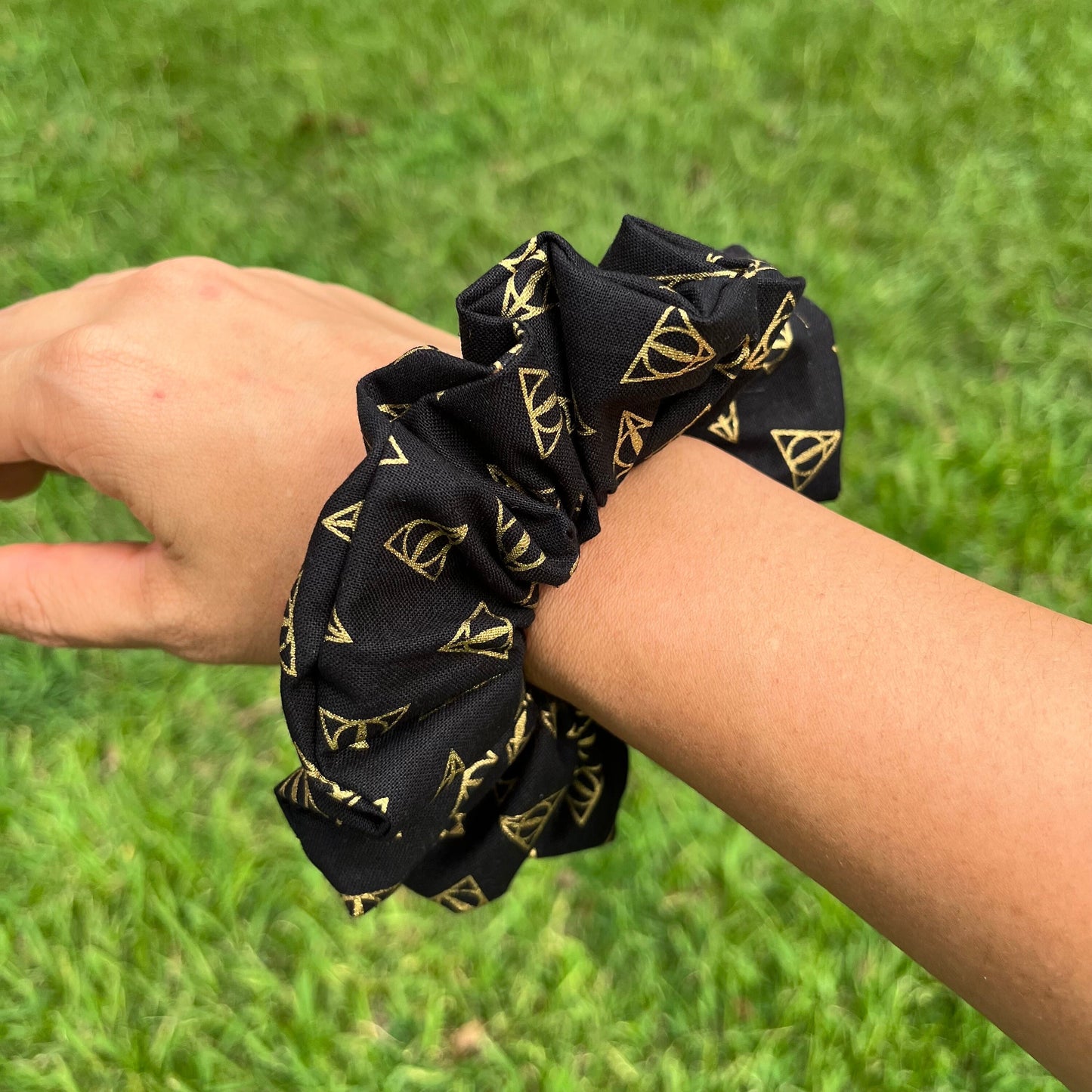 Wizard Scrunchie Set: Deathly Triangle Print, Theme Park Hair Tie