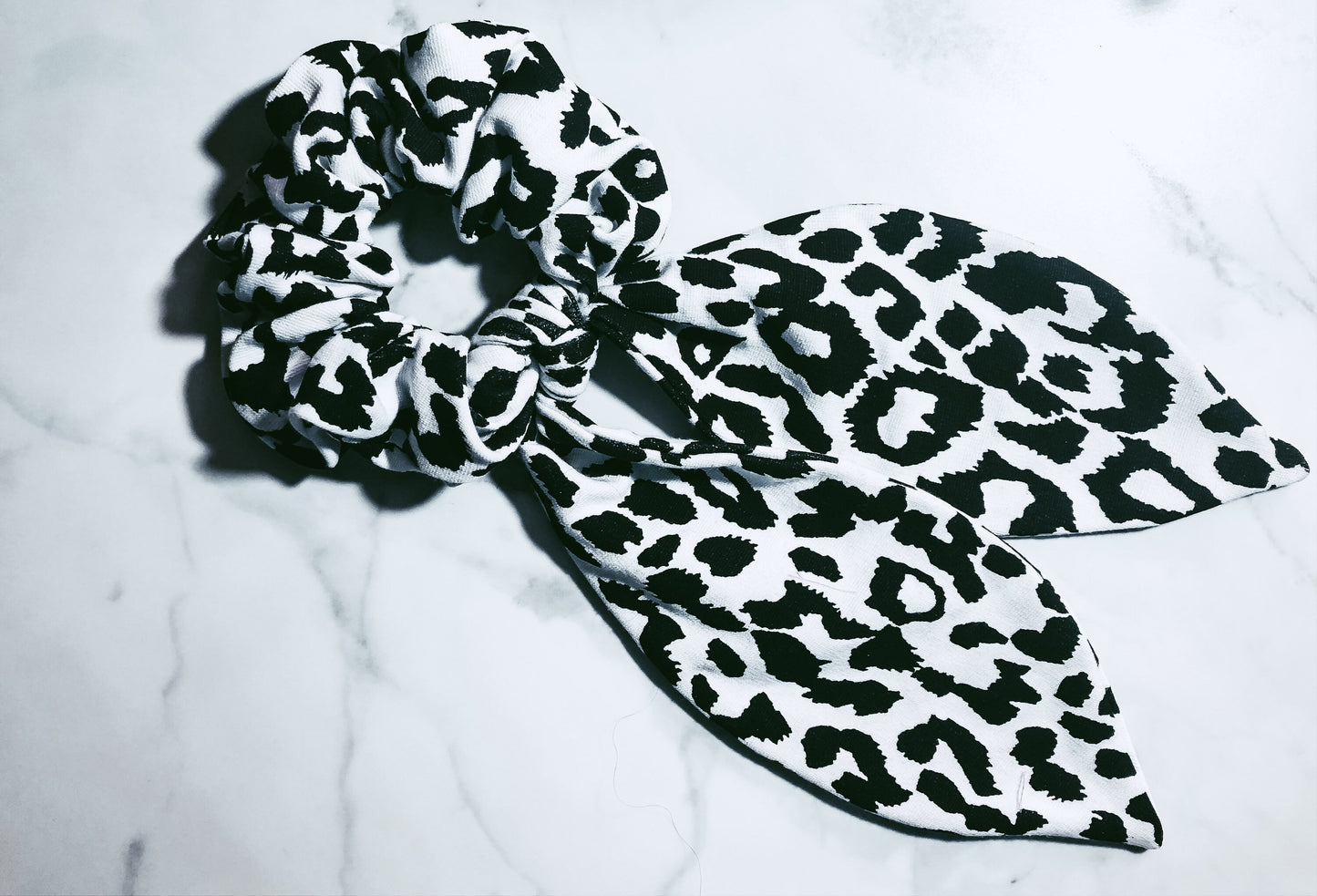 Leopard Print Knot Tie Scrunchie: Handmade Jersey Spandex Hair Tie