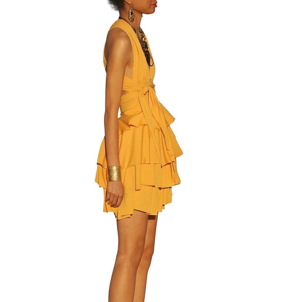 Tiered Ruffle Mini Dress: Infinity Tie Straps, Handmade in USA