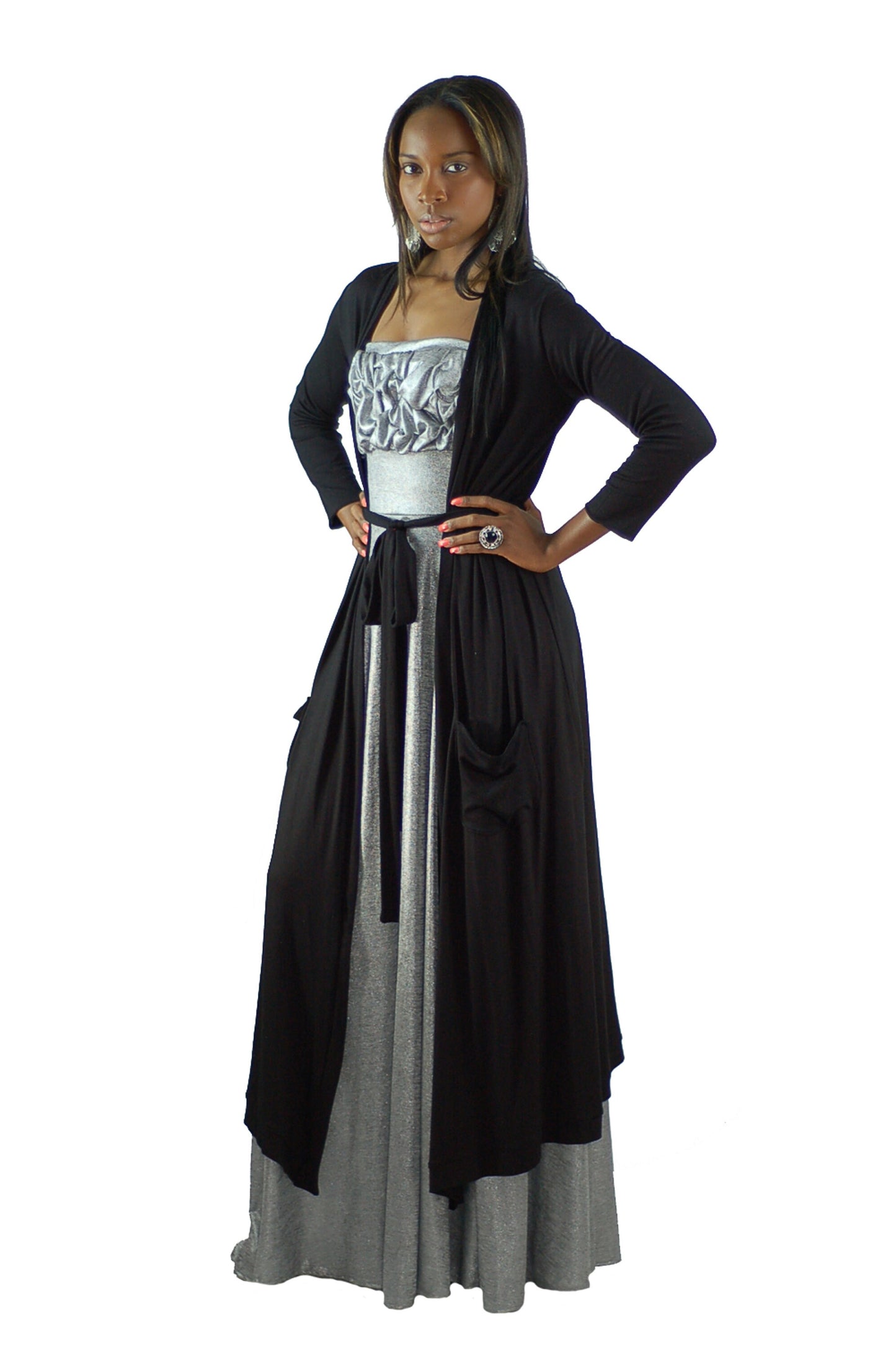 Belted Duster Cardigan: Jersey Spandex Long Sleeve Duster - Handmade USA