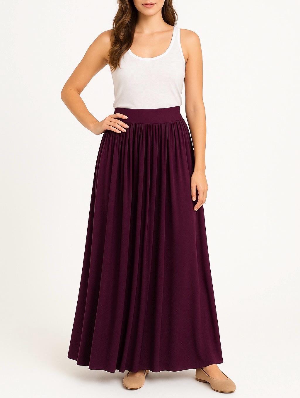 Goddess Maxi Skirt: High Waist Jersey Knit Skirt