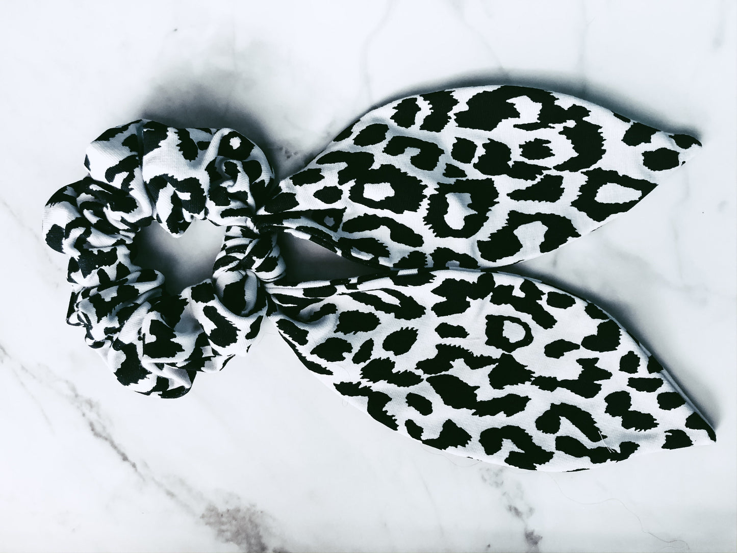 Leopard Print Knot Tie Scrunchie: Handmade Jersey Spandex Hair Tie