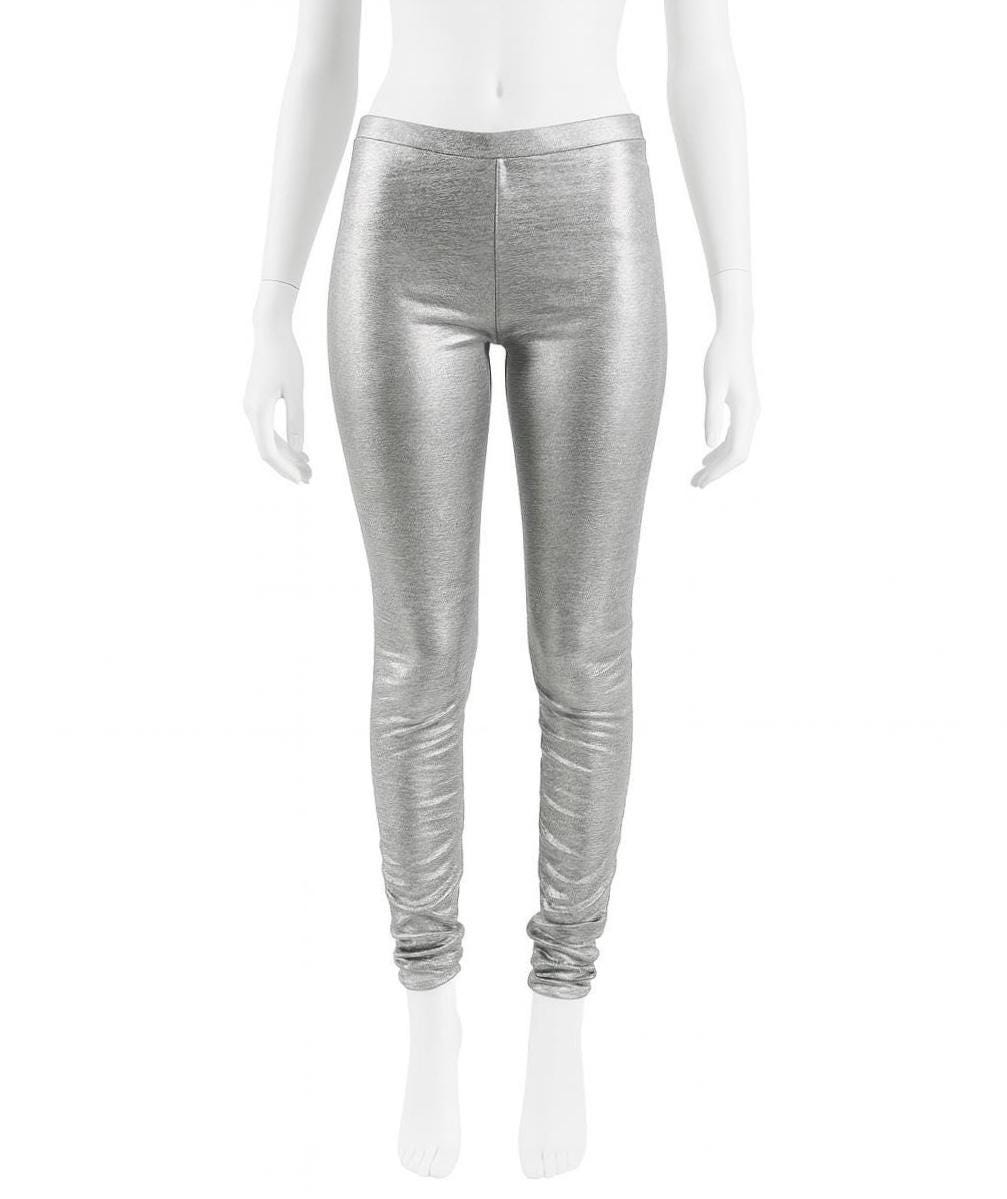Metallic Silver Disco Leggings: Party Nightclub Style